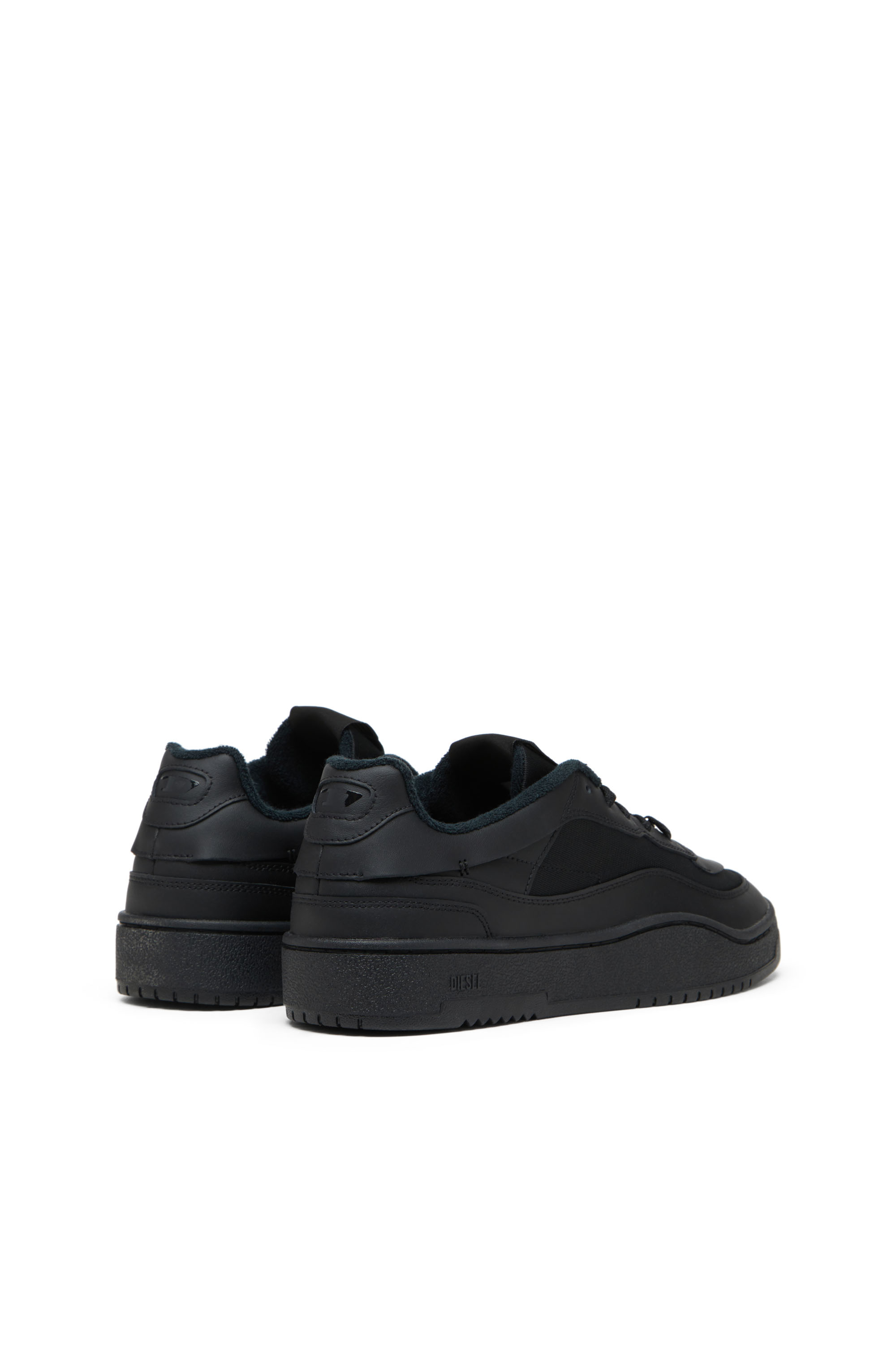 Diesel - S-OVAL SKATE LOW, Deportivas de cuero con paneles de tejido Hombre in Negro - 3