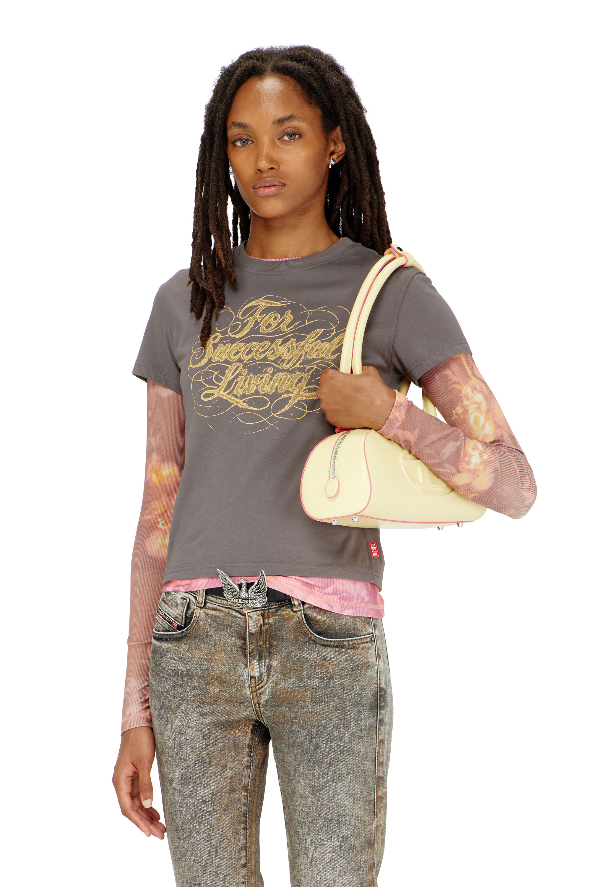 Diesel - T-ILA-AA4, Camiseta con estampado de logo Mujer in ToBeDefined - 1