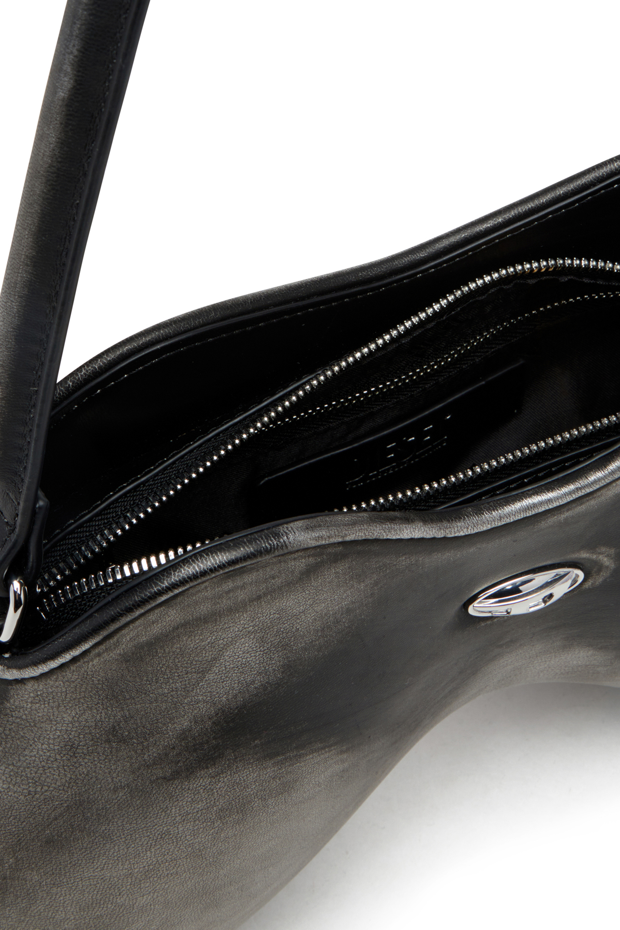 Diesel - DOUBLE-D SHOULDER, Double-D-Bolso de hombro rígido en PU cepillado Mujer in Negro - 3