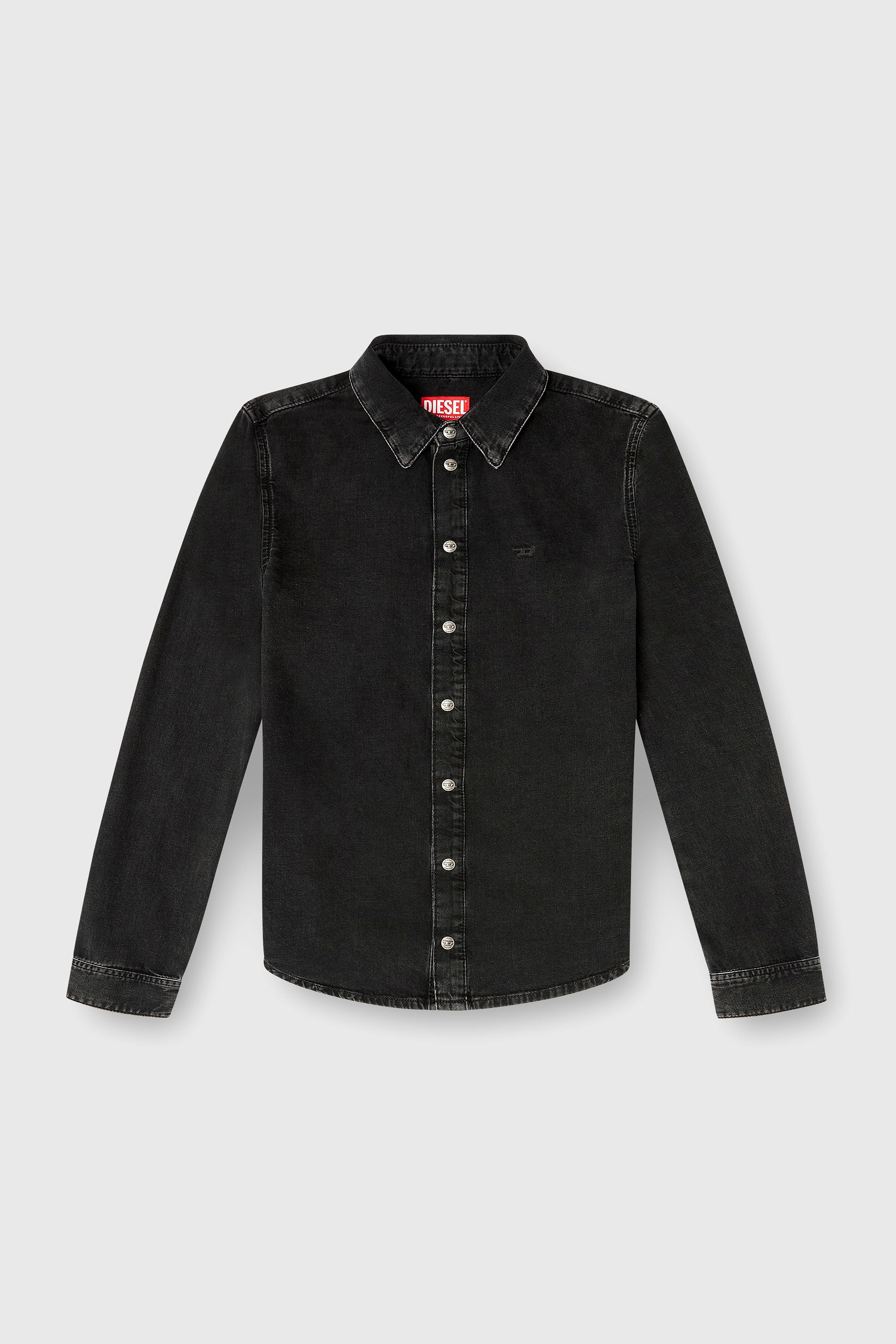 Diesel - DE-EAZY, Camisa de mezclilla con costuras contrastantes Mujer in Negro - 2