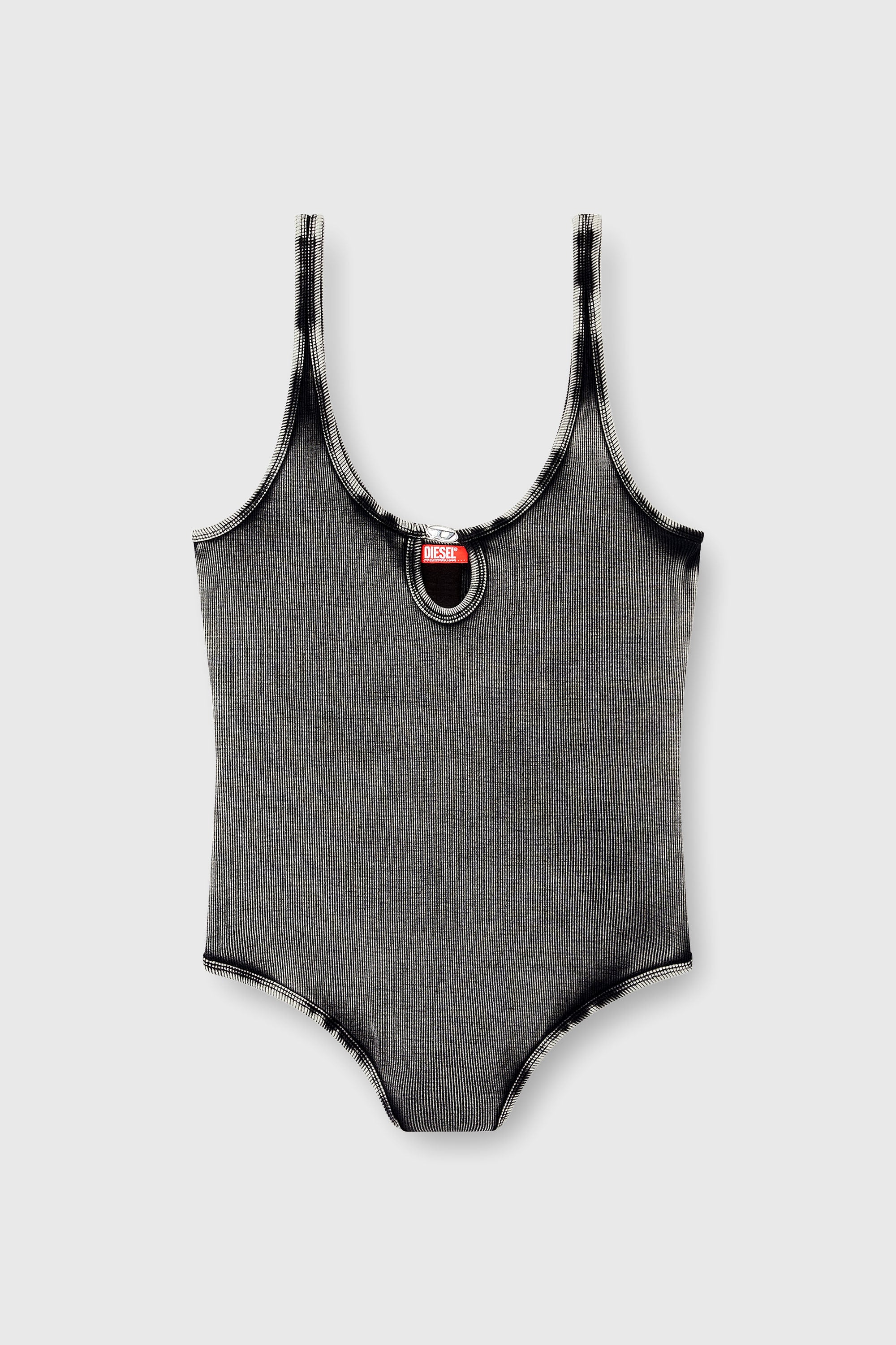 Diesel - MAURA-DNM, Body de algod&oacute;n el&aacute;stico con lavado oscuro efecto m&aacute;rmol Mujer in Gris - 2