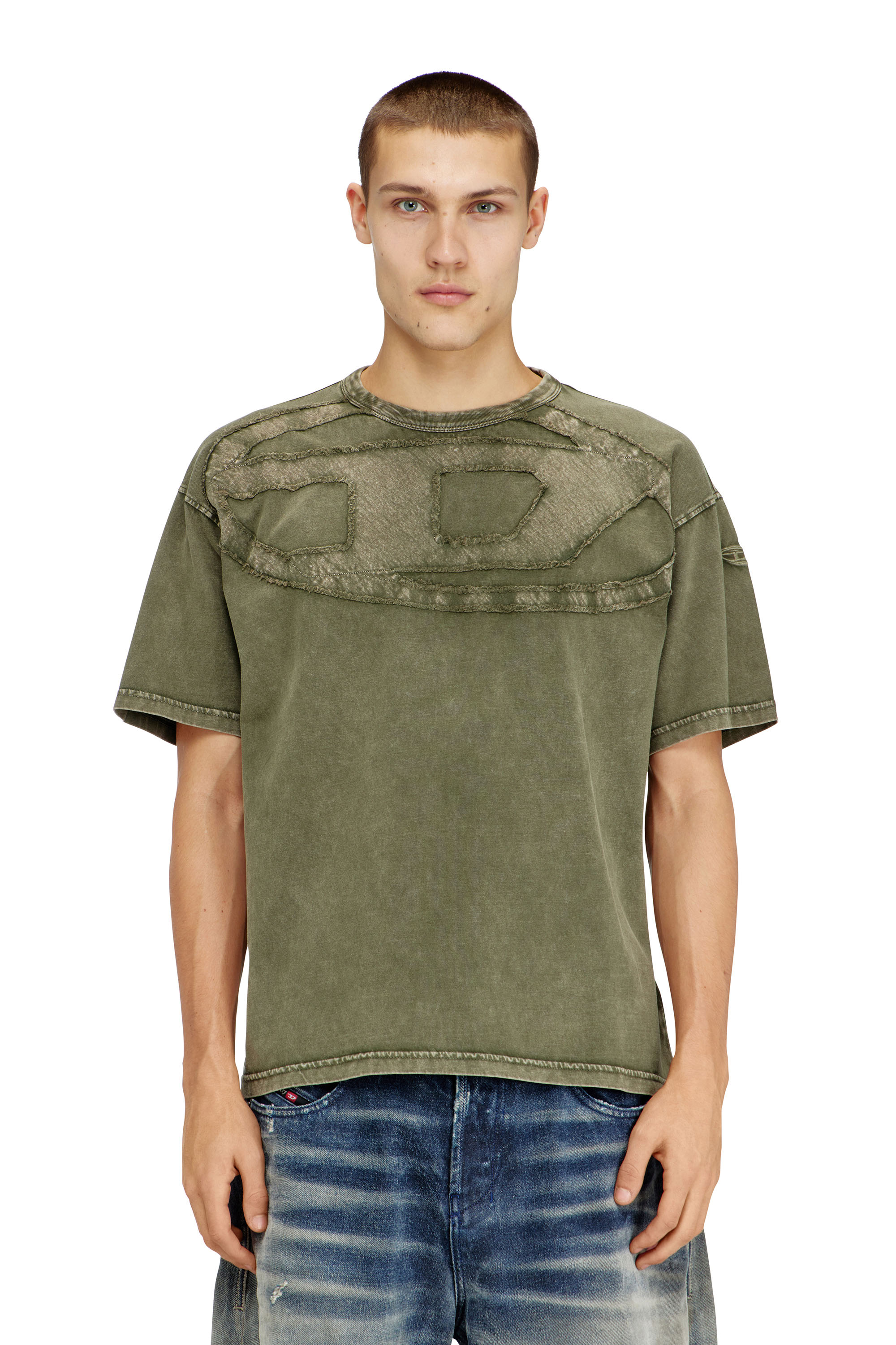 Diesel - T-BOXT-DEN, Camiseta de algod&oacute;n relajada con aplique Oval D Hombre in ToBeDefined - 1
