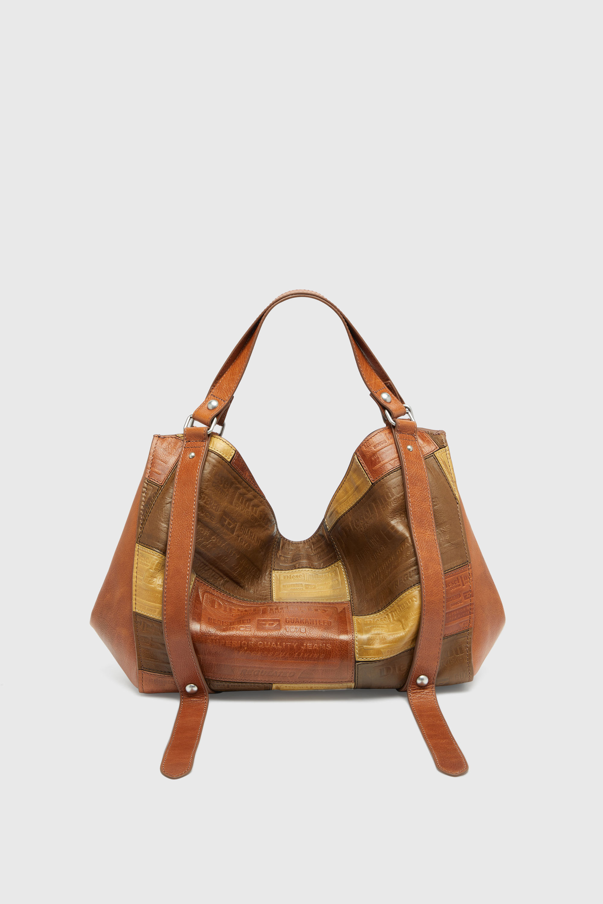Diesel - D-ONE TOPHANDLE M, D-One-Bolso medium con asa superior de piel patchwork Unisex in Marr&oacute;n - 2