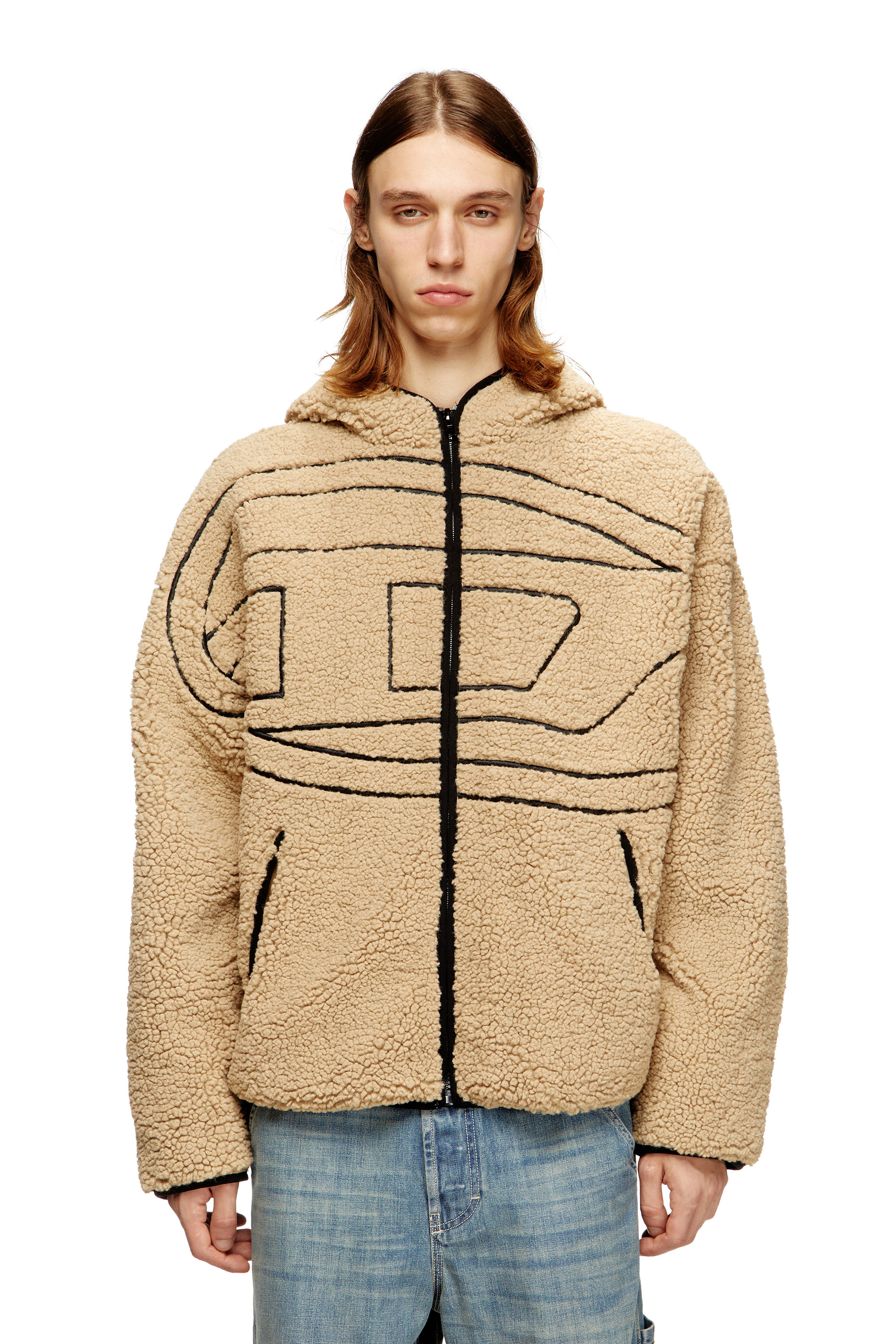 Diesel - S-ZAT, Sudadera de peluche con capucha Hombre in Beige - 3
