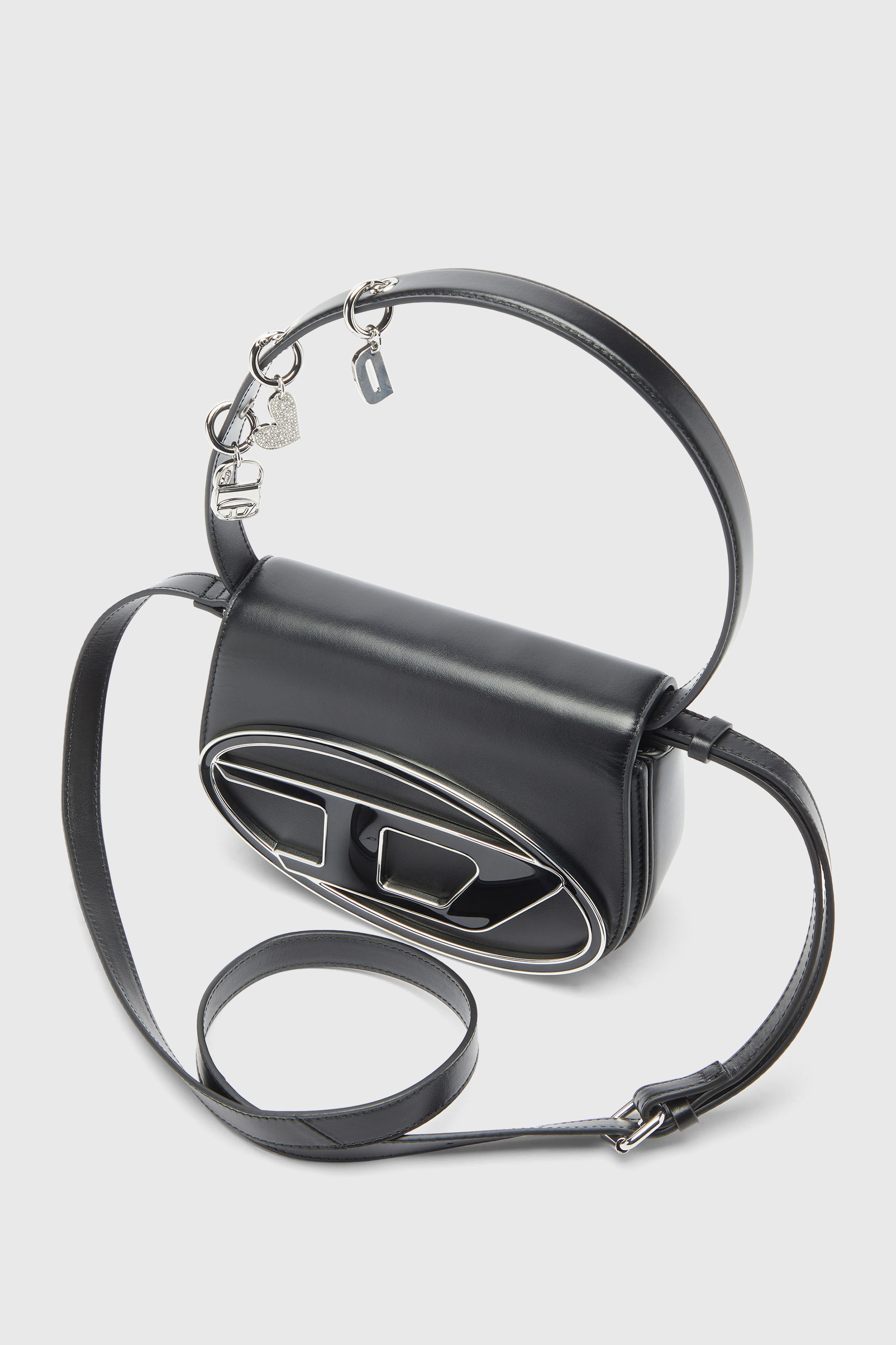 Diesel - 1DR, 1DR -Bolso de hombro de piel ic&oacute;nico con charms en el asa Mujer in Negro - 5