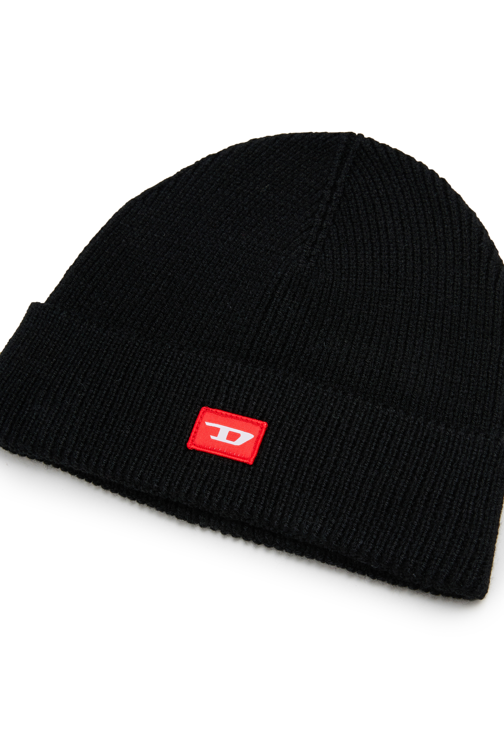 Diesel - FLOT, Unisex's Wool-blend beanie with D logo patch in Black - 3