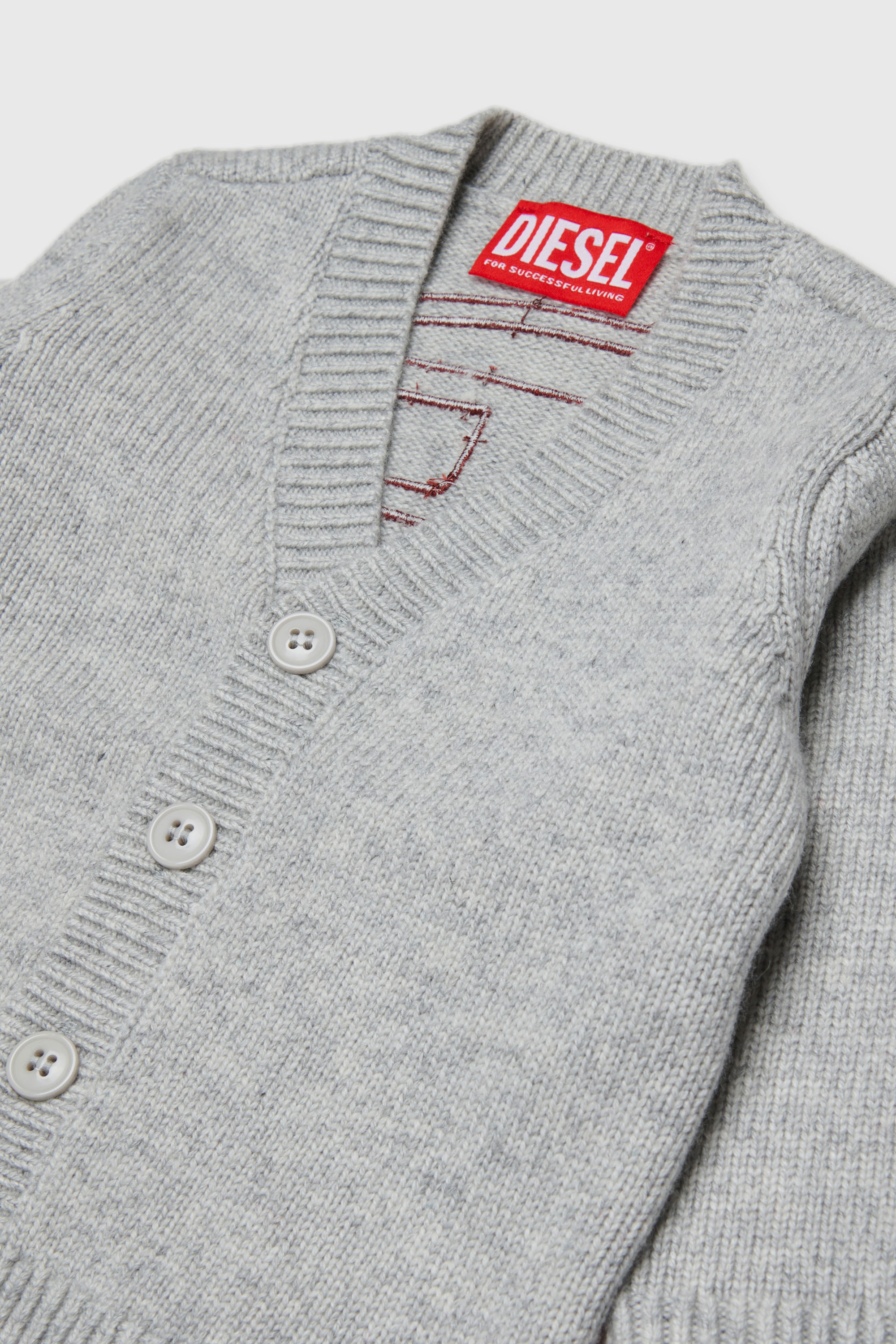 Diesel - KOLYB, Man's Cashmere-enriched cardigan with big Oval D in Grey - 3