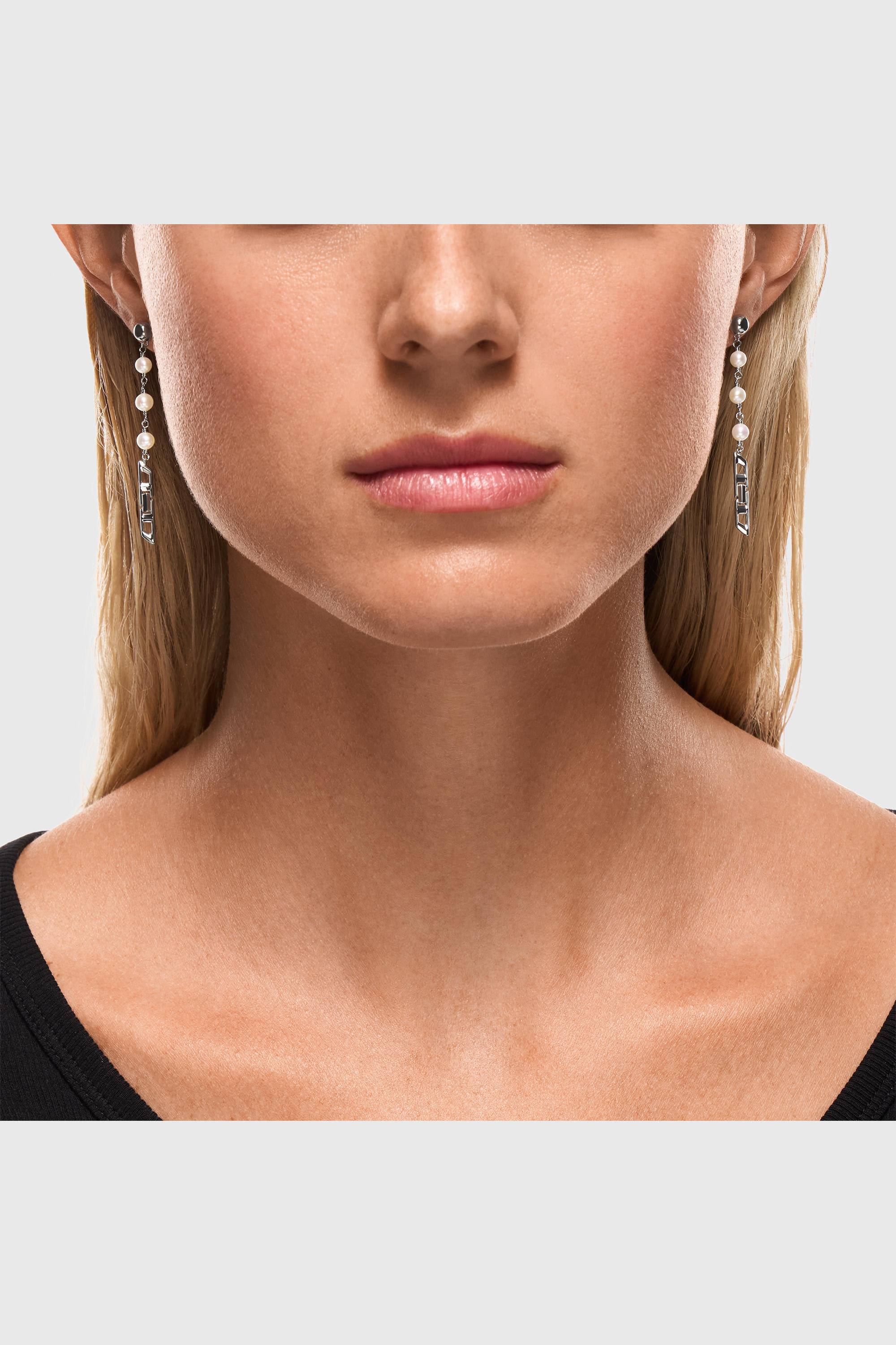 Diesel - DL1371040, Pendientes colgantes de plata de ley con perlas Unisex in Plateado - 4