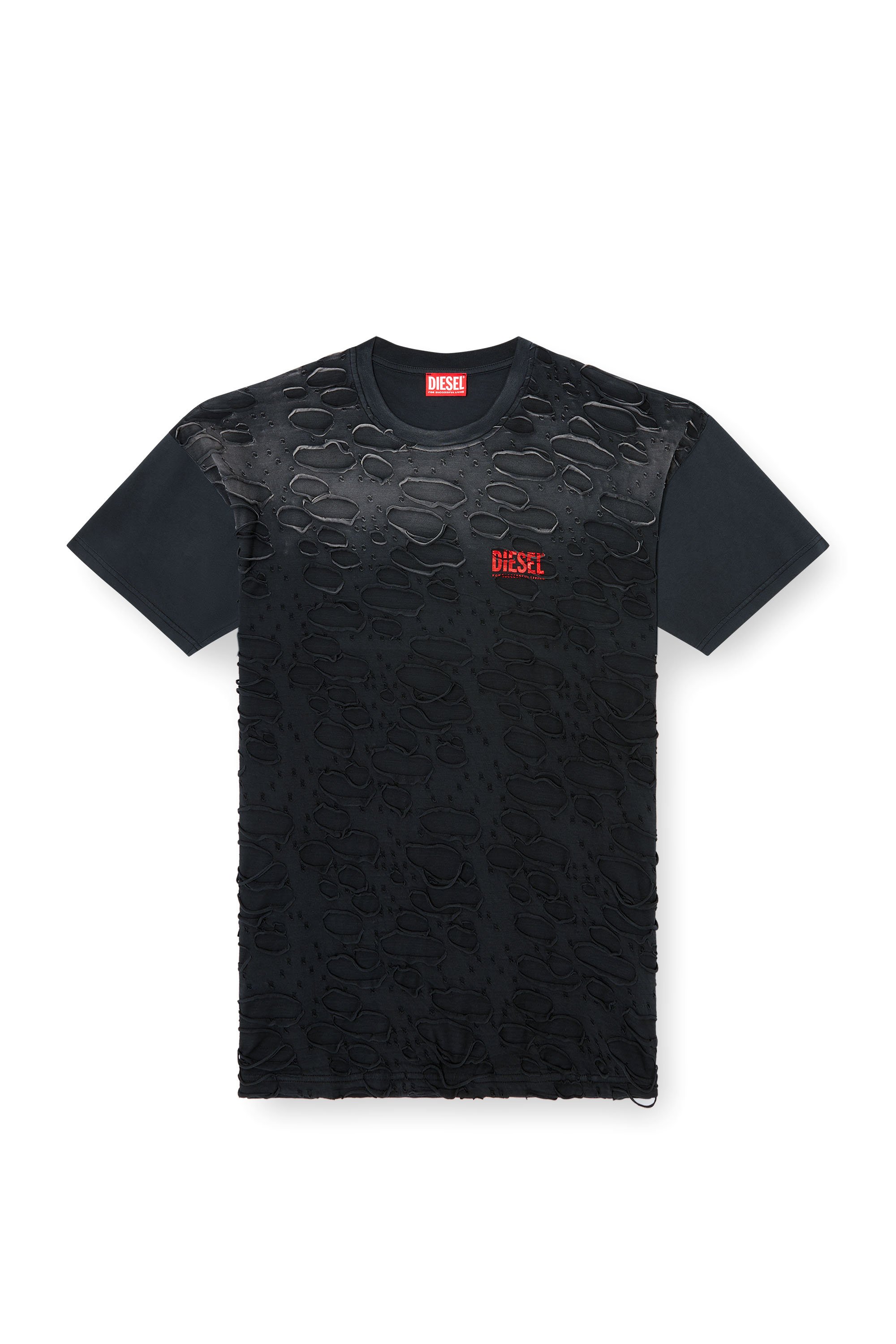 Diesel - T-BOXT-R29, Camiseta con detalle de orificios Hombre in Negro - 3