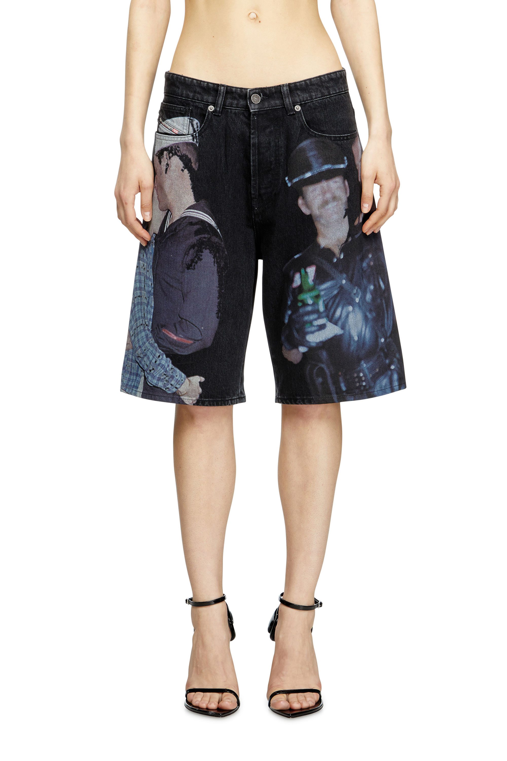 Diesel - PR-D-RIXFORD-S, Pantalones cortos de denim con estampado multicolor Unisex in Negro - 4
