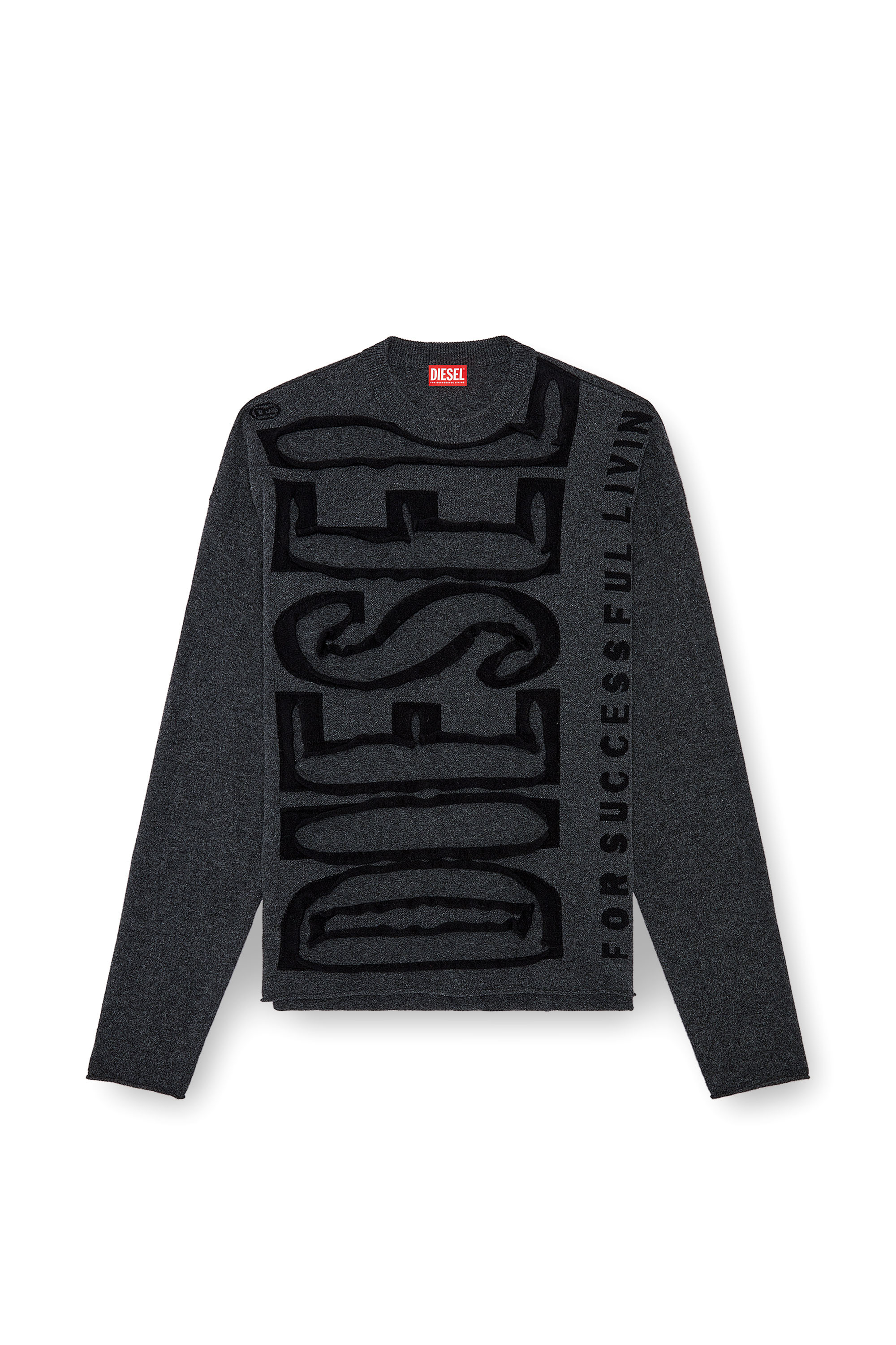 Diesel - K-FLOYD, Hombre Jersey de lana con Super Logo despegado in Gris - Image 3