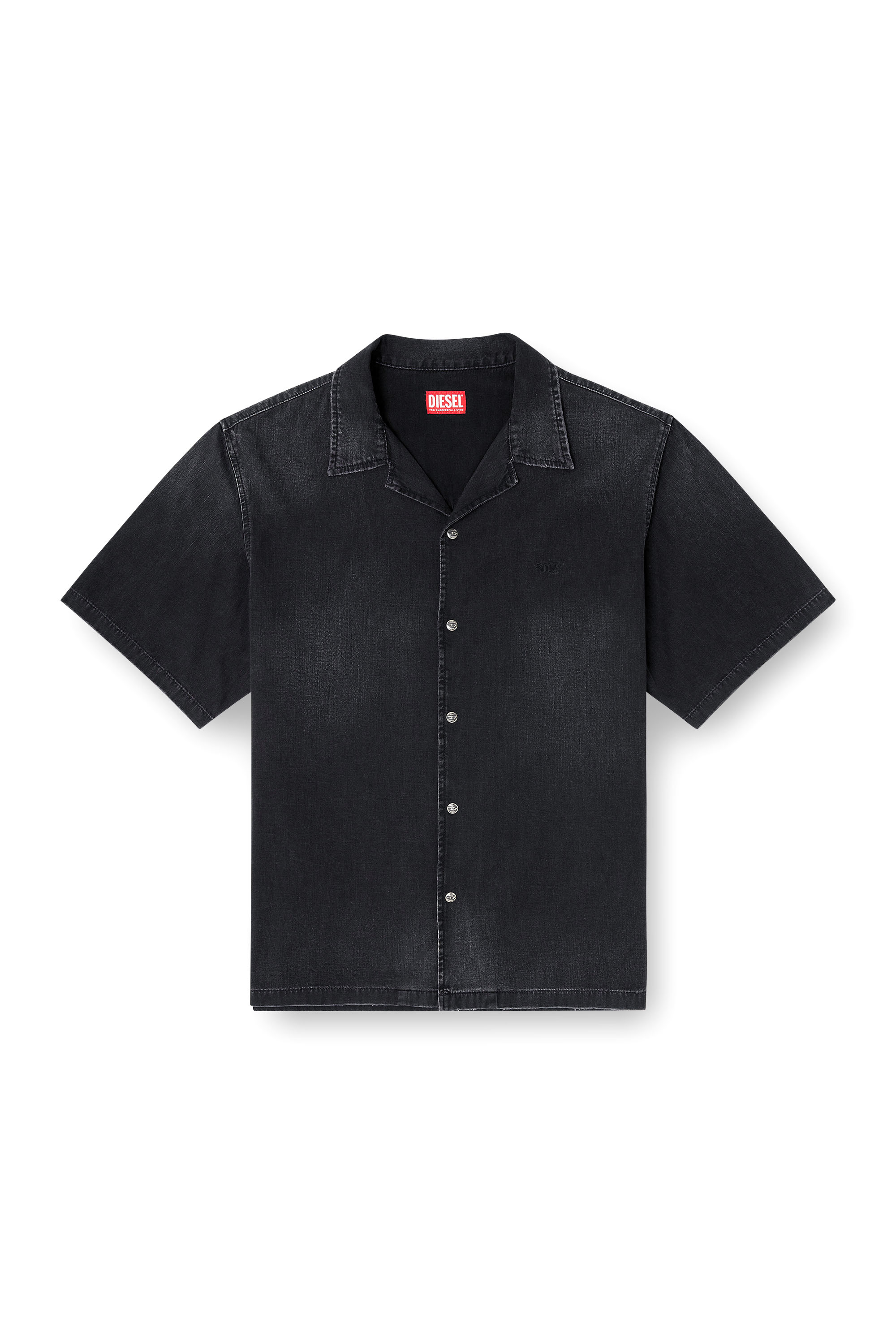 Diesel - D-NABIL-D, Camisa vaquera de manga corta Hombre in Negro - 3