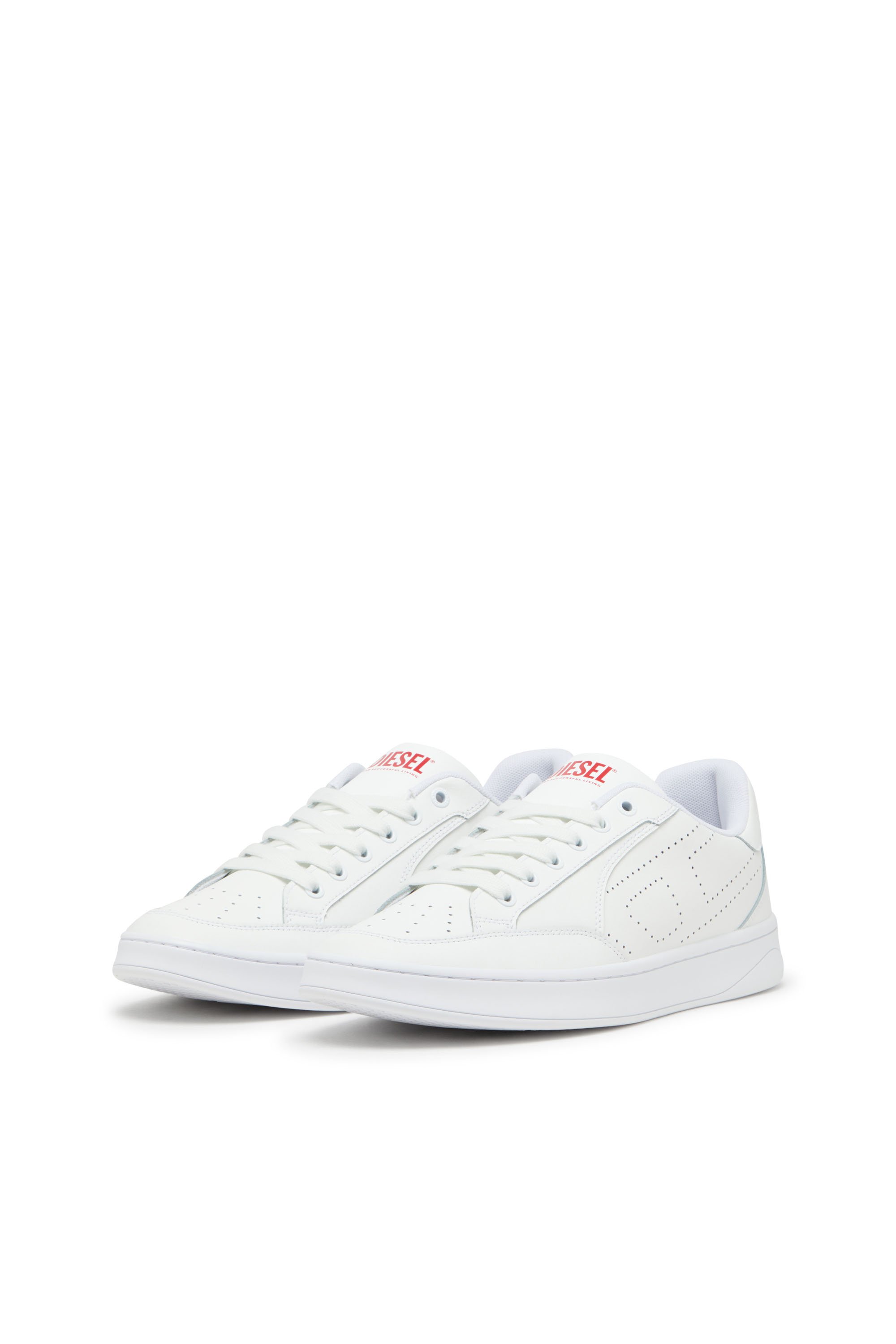 Diesel - S-DAKOTA LOW W, Deportivas de cuero con logotipo perforado Mujer in Blanco - 8