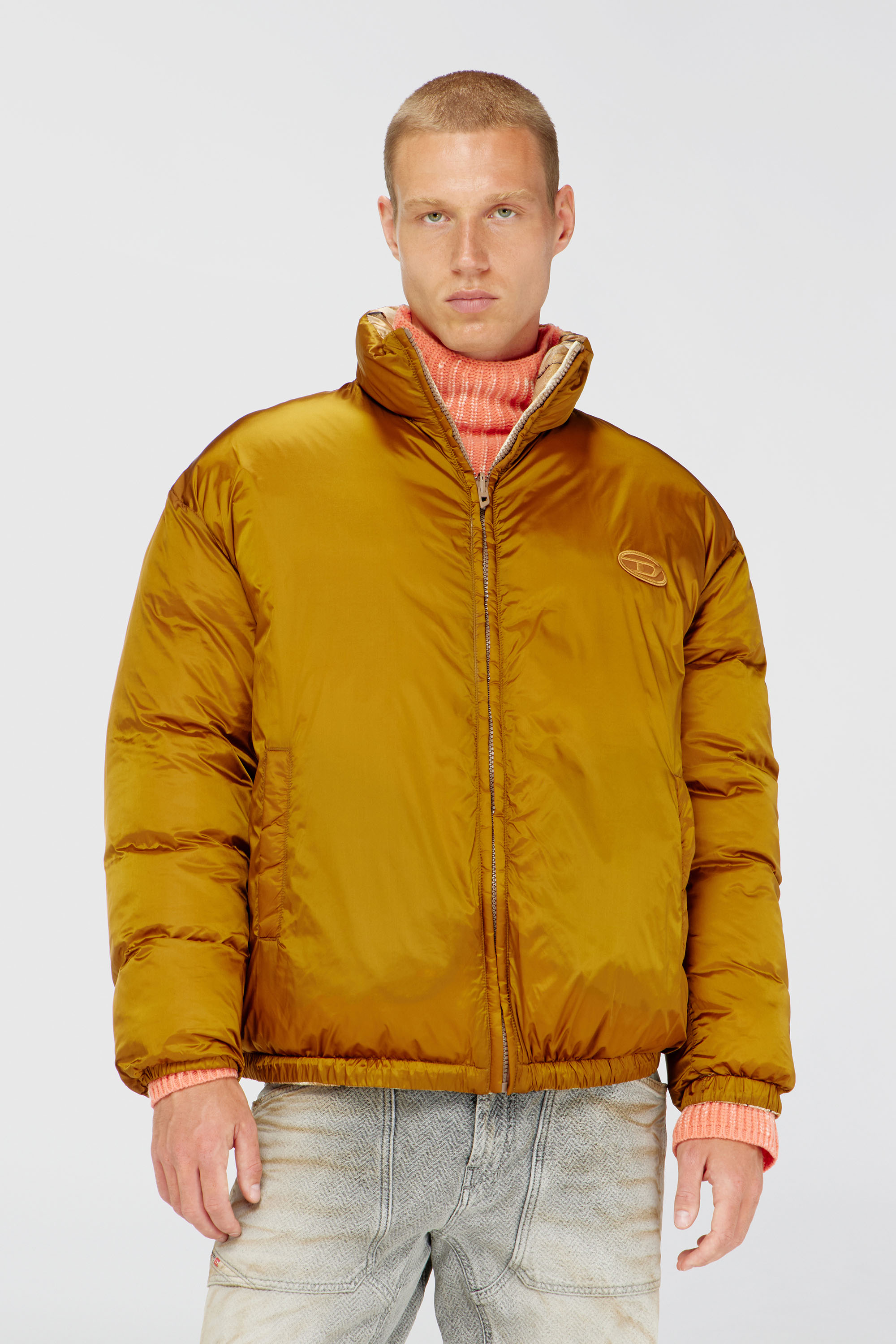 Diesel - W-BOURB-DLCK, Chaqueta puffer reversible con estampado argyle Hombre in Multicolor - 6