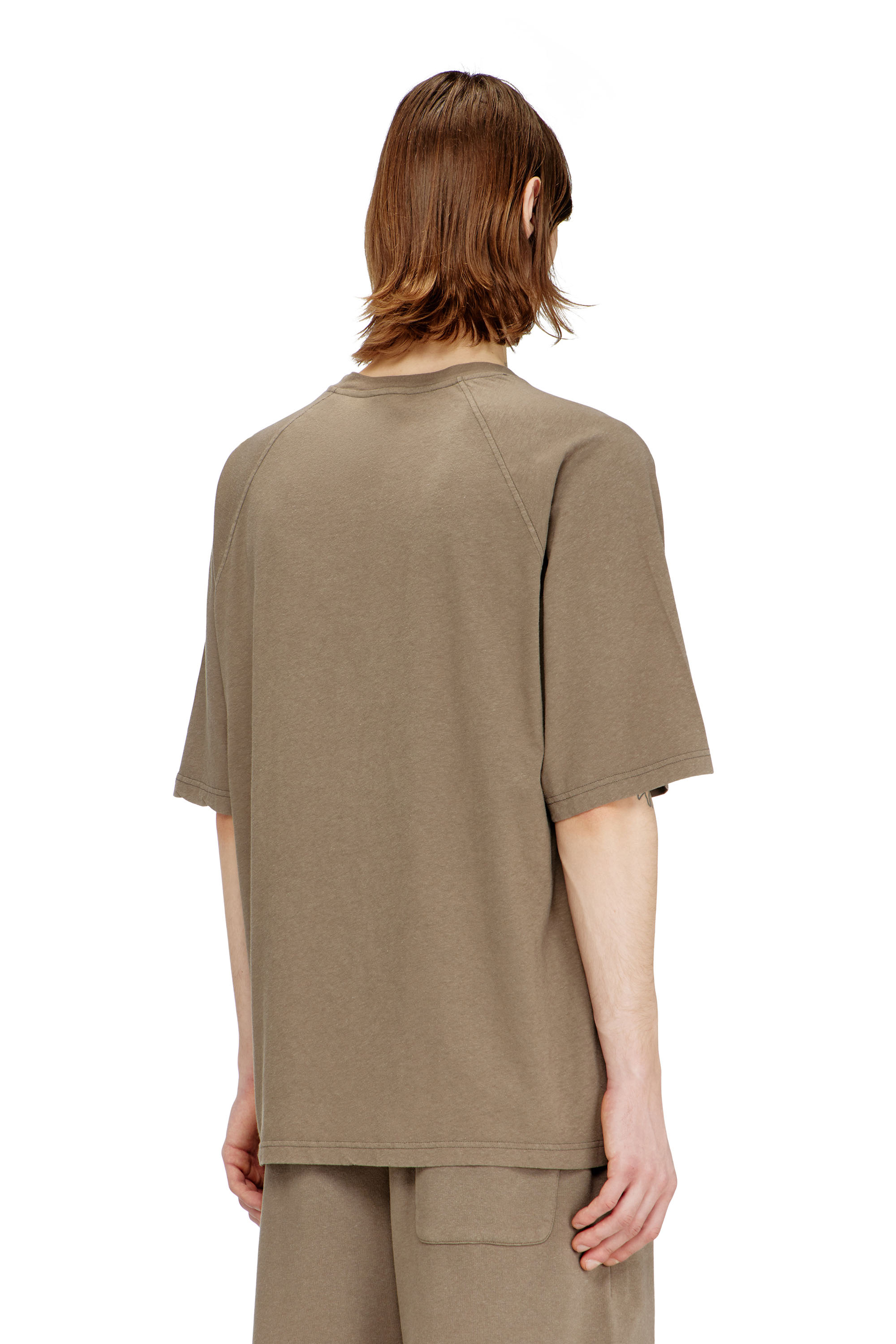 Diesel - T-JUSSI-A, Camiseta estampada de algod&oacute;n y c&aacute;&ntilde;amo Hombre in Beige - 4