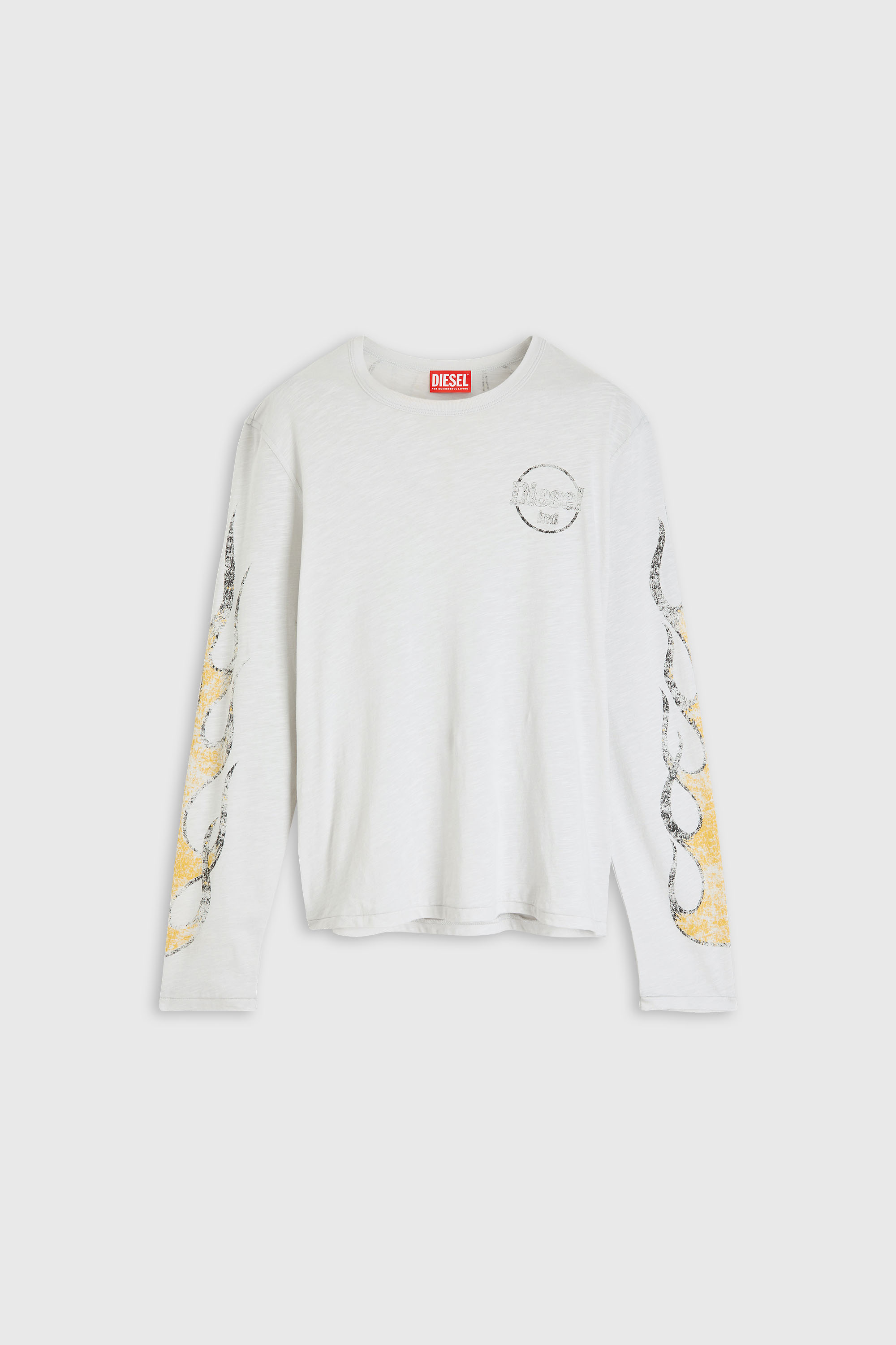 Diesel - T-NOTS-LS, Camiseta de manga larga de jersey flameado con estampado craquelado Hombre in Blanco - 2