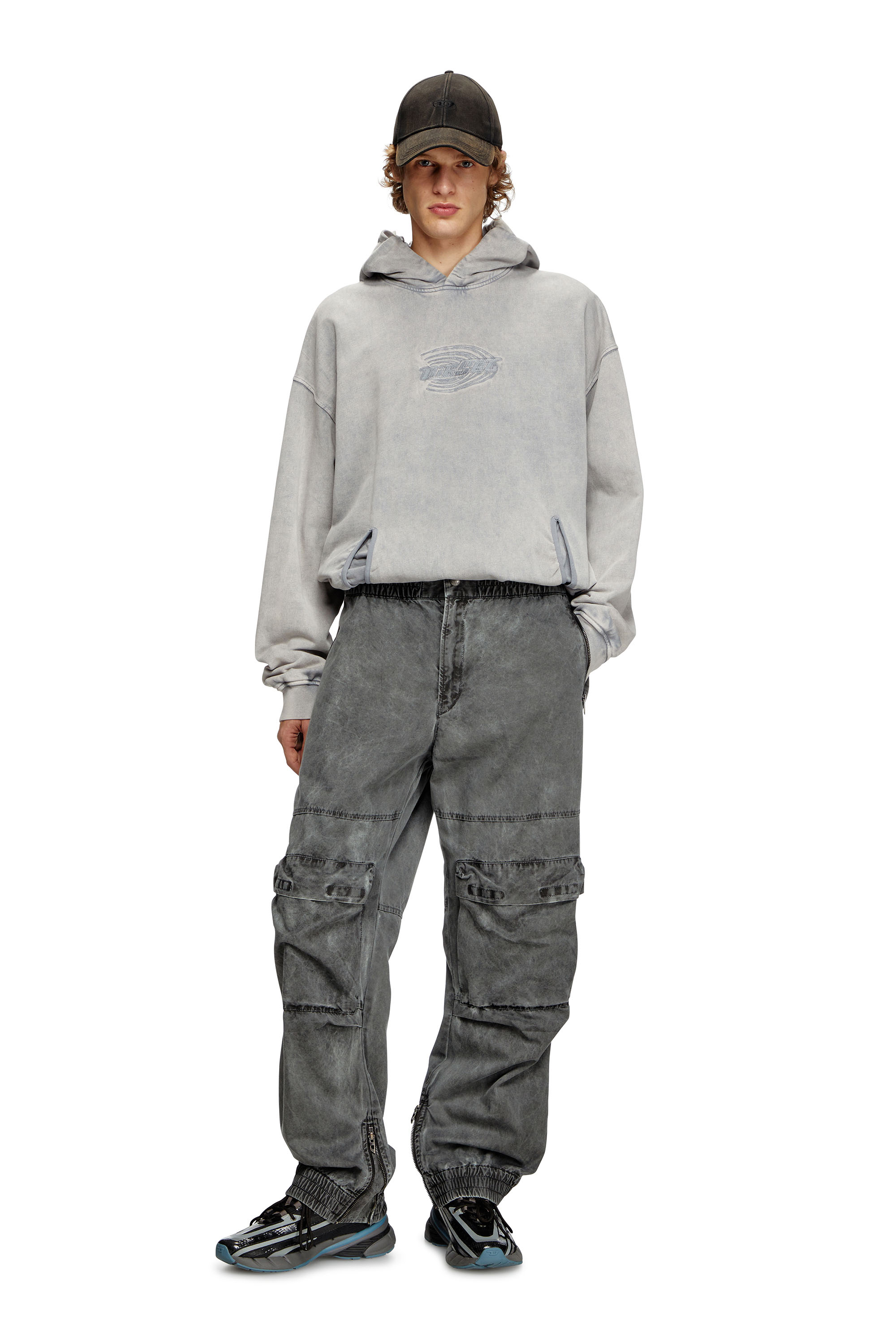 Diesel - P-BEECK, Pantalones cargo de sarga de algodón Hombre in Gris - 1