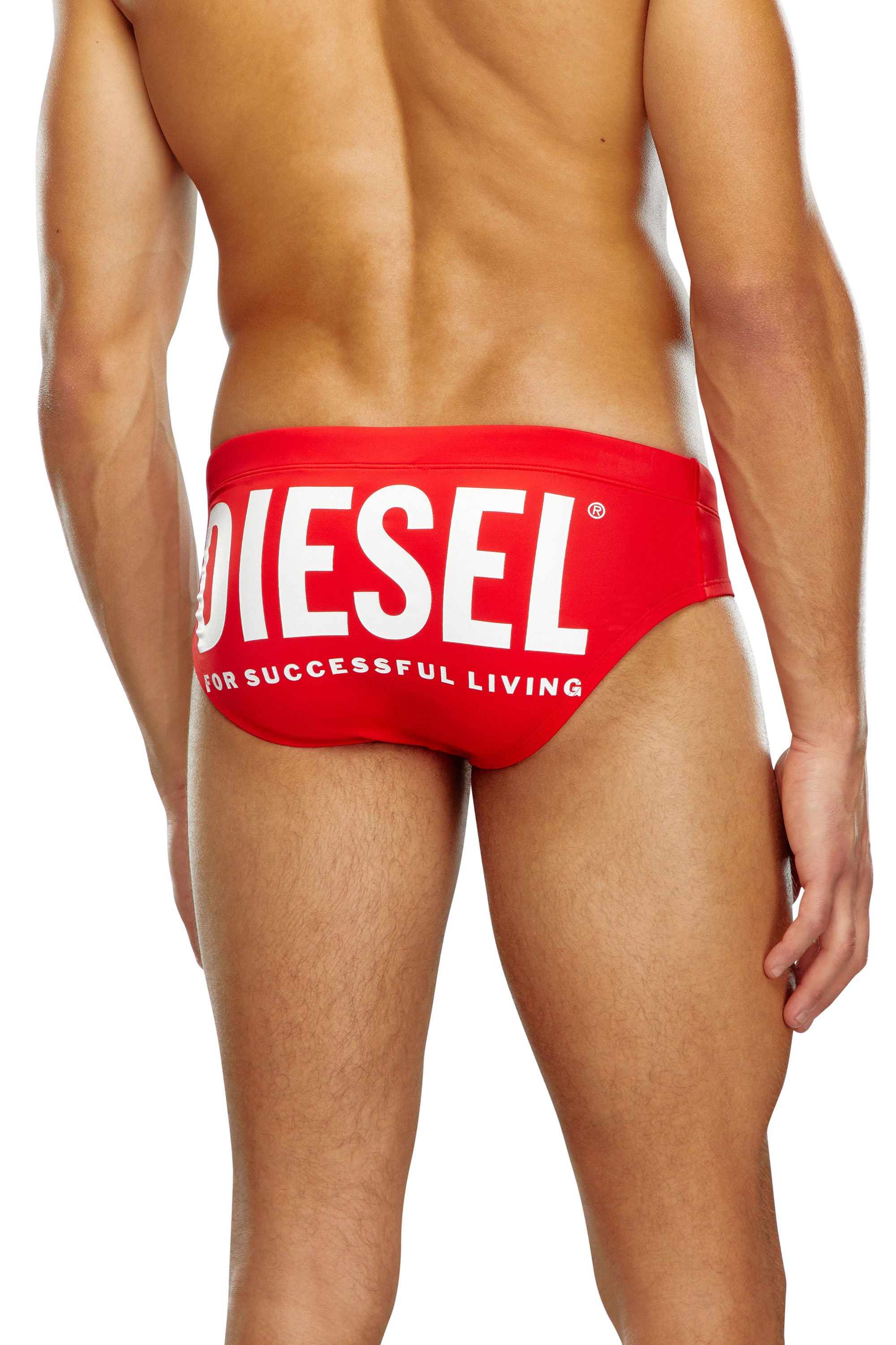Diesel - BMBR-ALFIE, Hombre Slip de baño con estampado del logotipo en la parte trasera in Rojo - Image 3