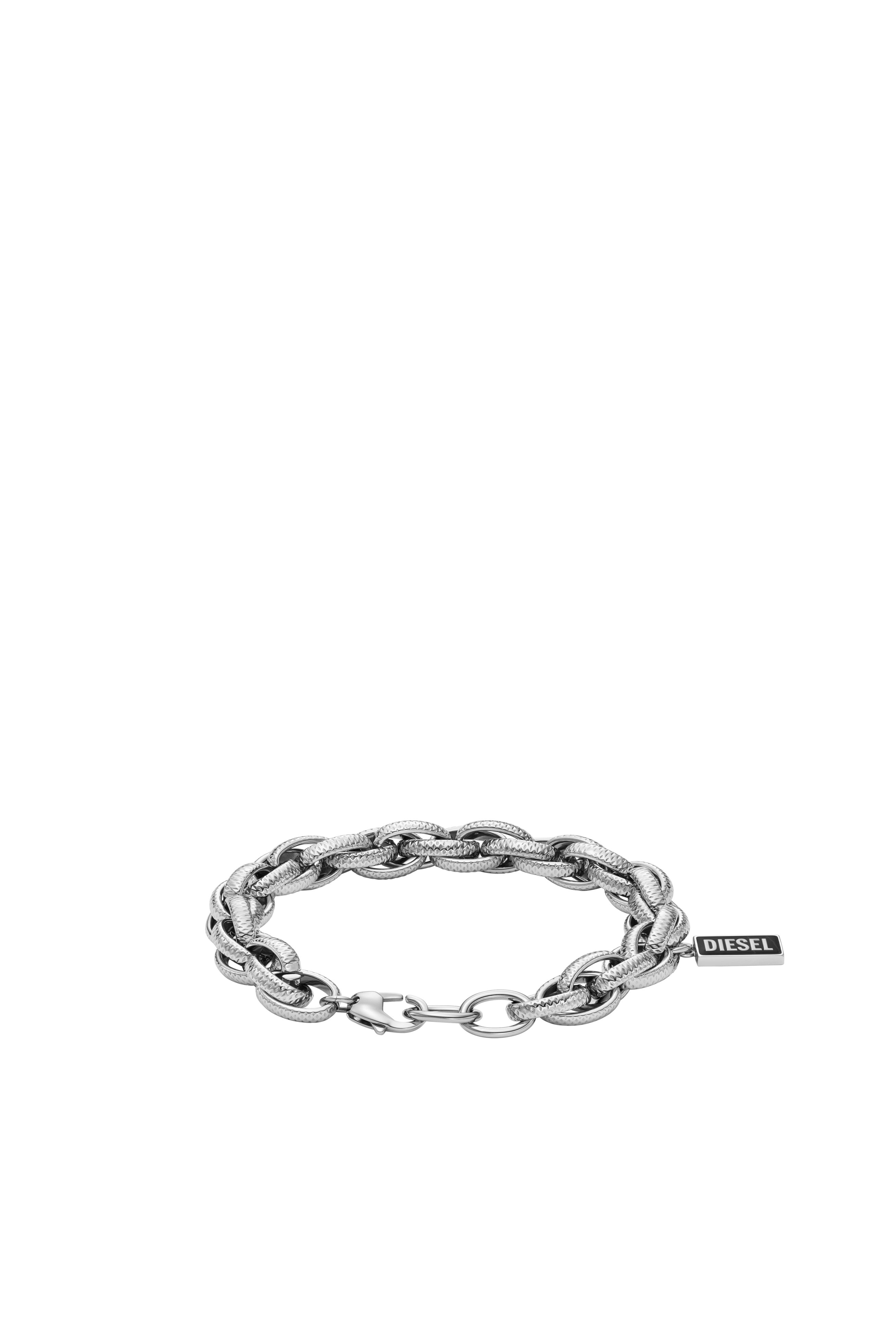 Diesel - DX1514, Pulsera de cadena de ágata negra Unisex in Plateado - 2