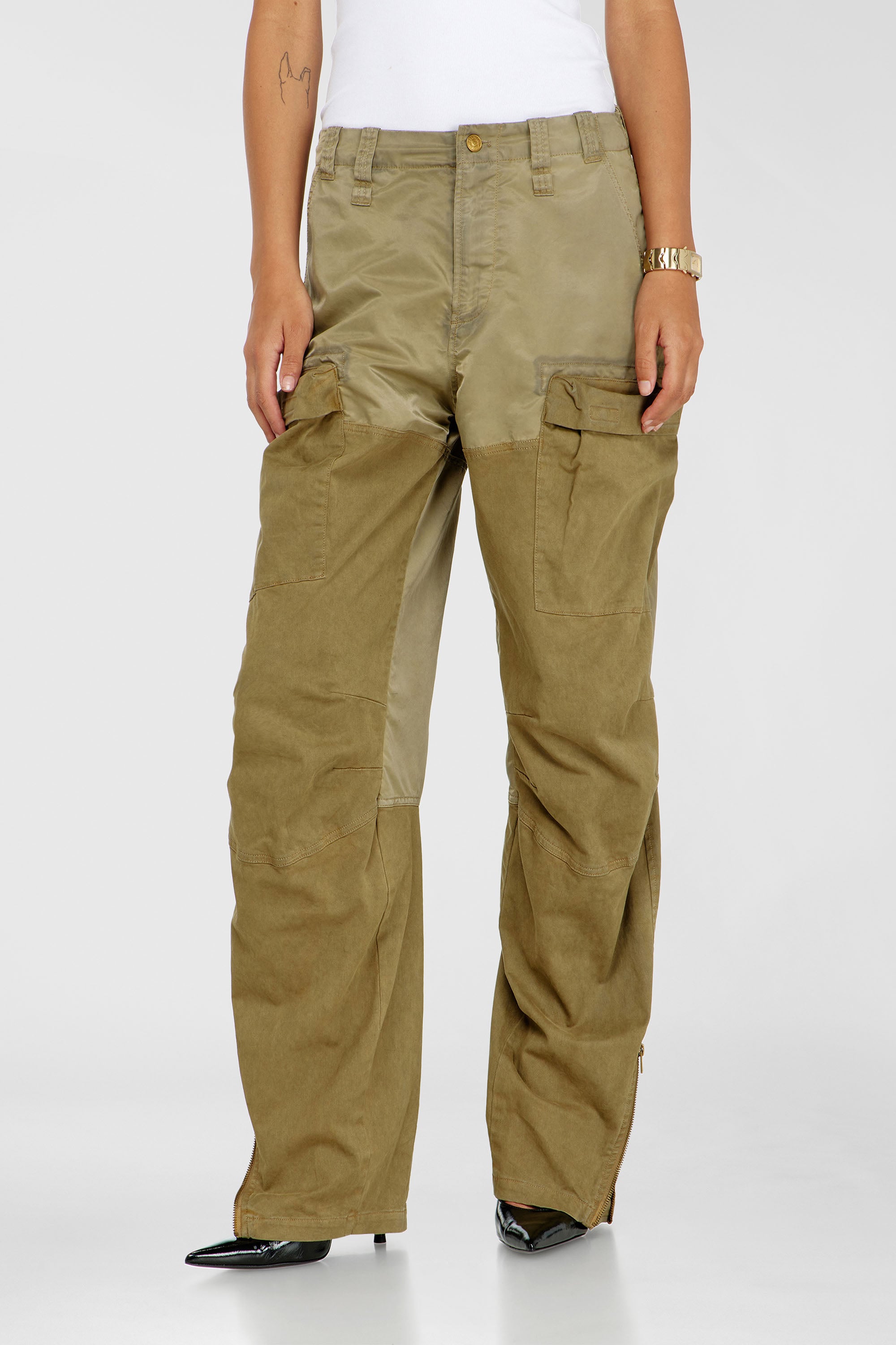 Diesel - P-ARKER, Pantalones cargo de algod&oacute;n y nailon Mujer in Verde - 3