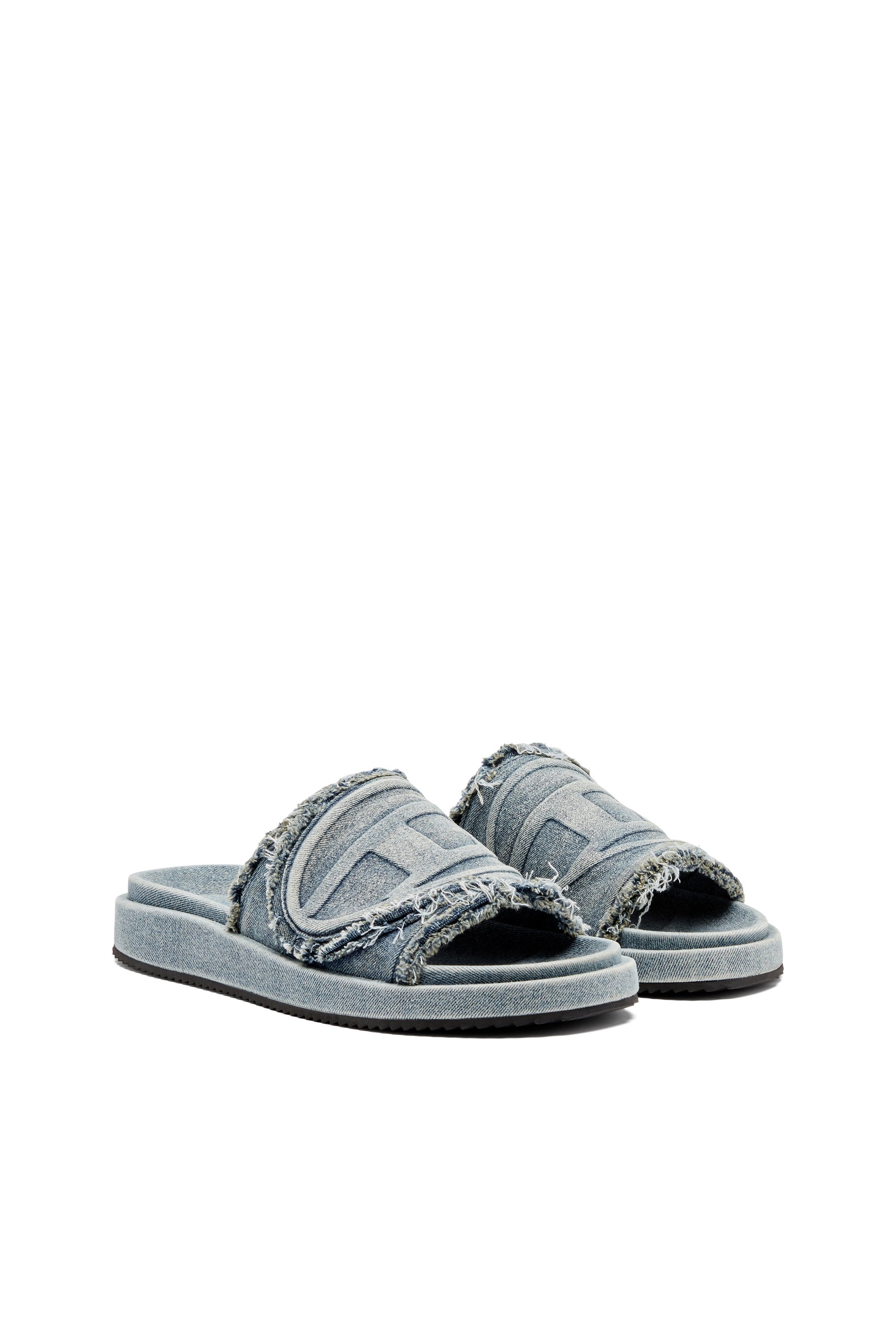 Diesel - SA-SLIDE D OVAL, Chanclas de denim desgastado Unisex in Azul marino - 2