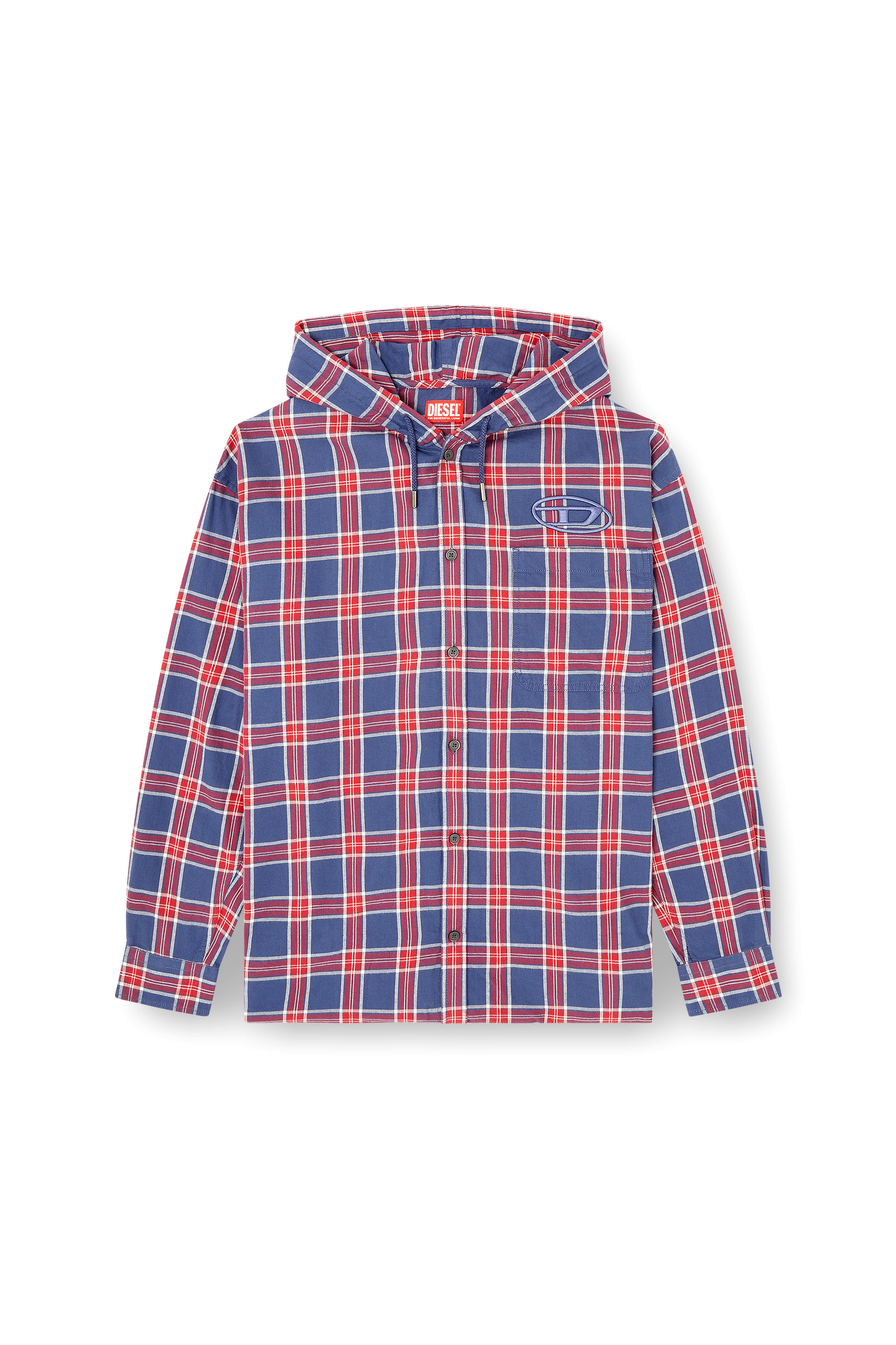 Diesel - S-DEWNY-HOOD-AJFI, Camisa con capucha de algodón y bordado 3D Hombre in Multicolor - 3