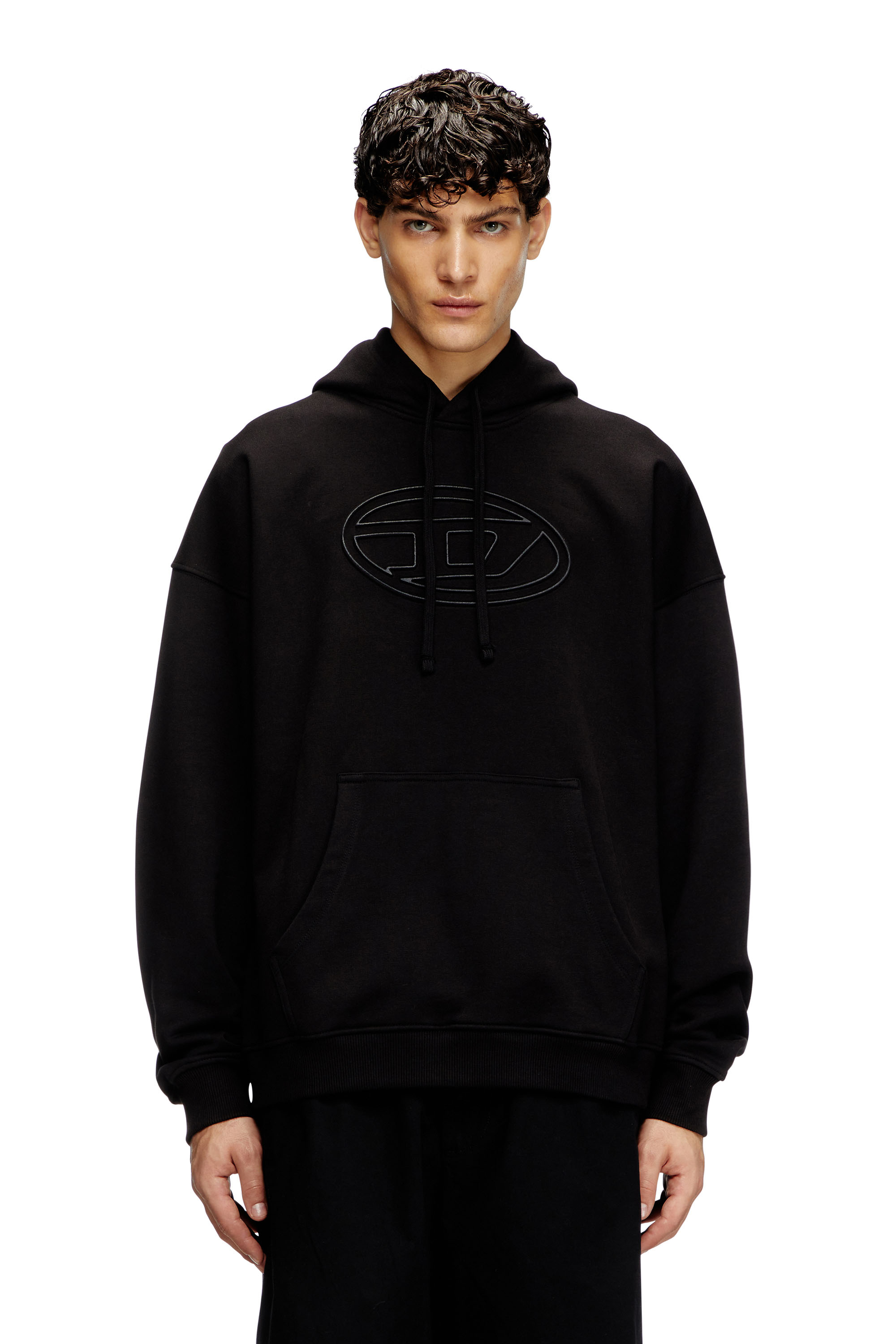 Diesel - S-UMMER-BIGOVAL, Sudadera con capucha y Oval D en relieve Hombre in Negro - 1