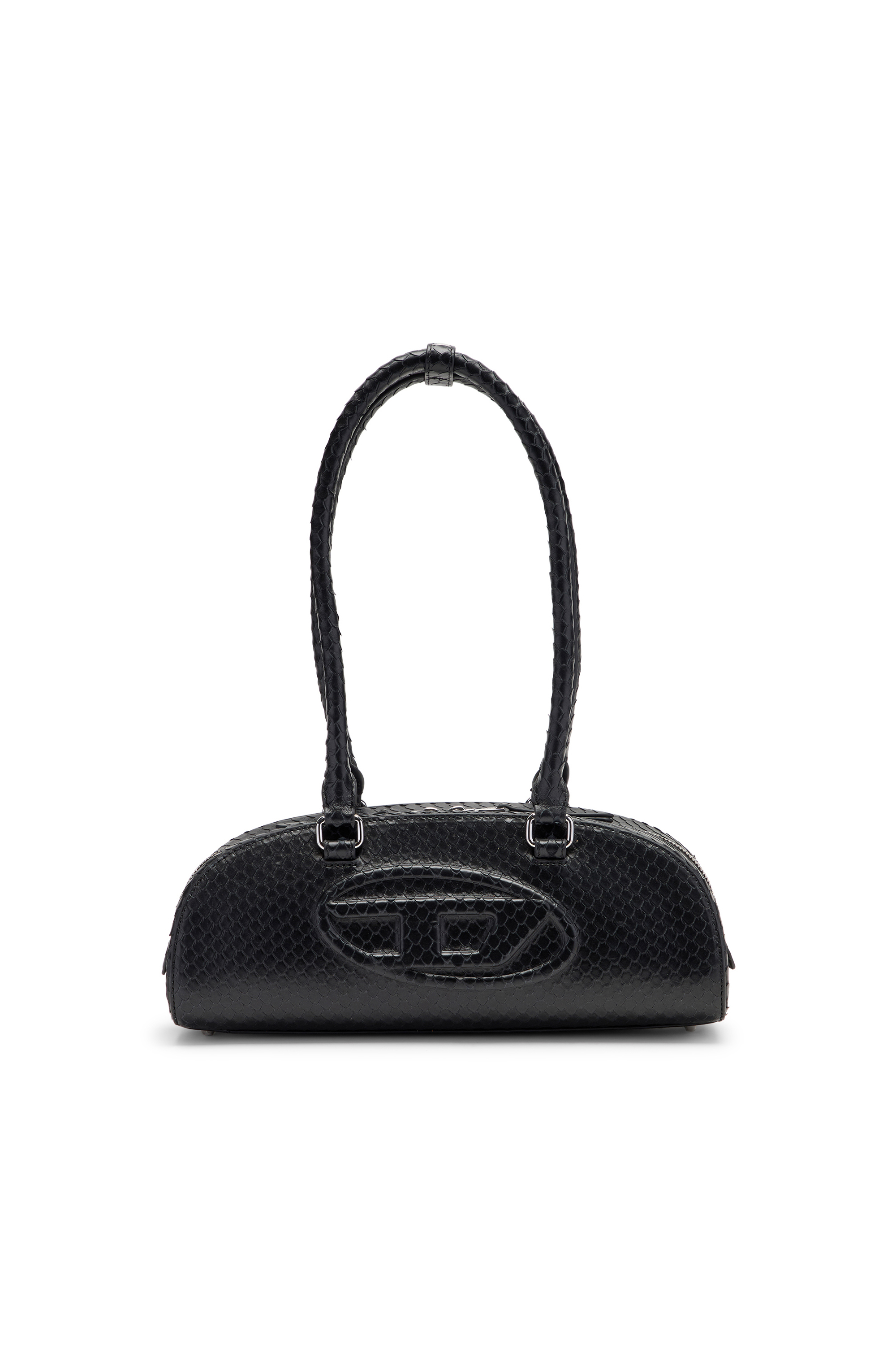 Diesel - 1DR DOME SHOULDER EW, 1DR Dome-Bolso bowling alargado en piel texturizada Mujer in Negro - 1