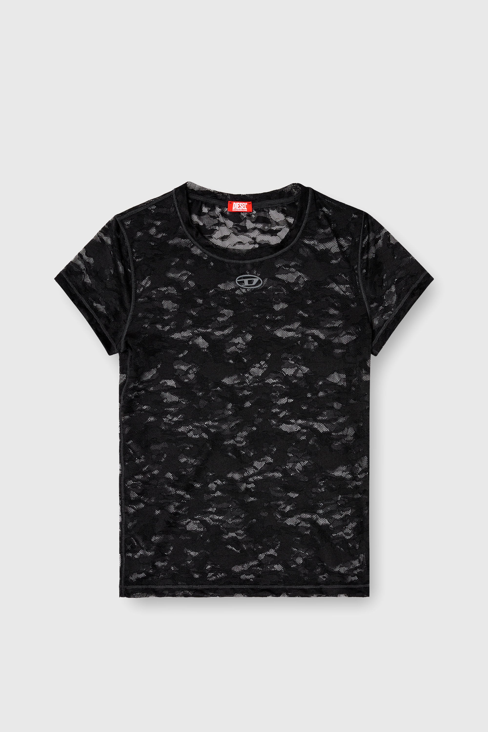 Diesel - KASIA-UTLT, Camiseta de encaje camuflado Mujer in Negro - 2