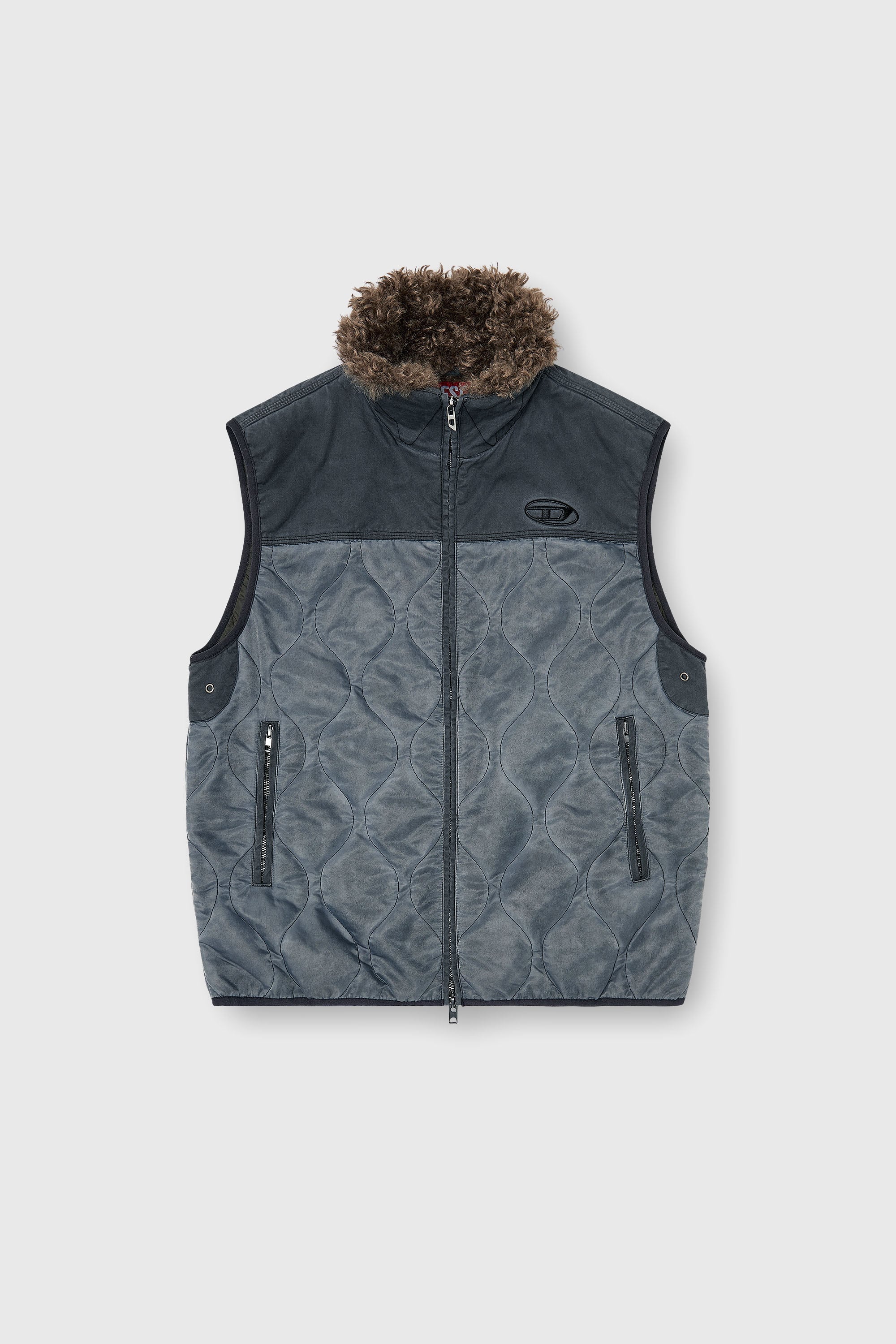 Diesel - J-ALVAR, Chaleco acolchado con cuello interior suave Hombre in Gris - 2