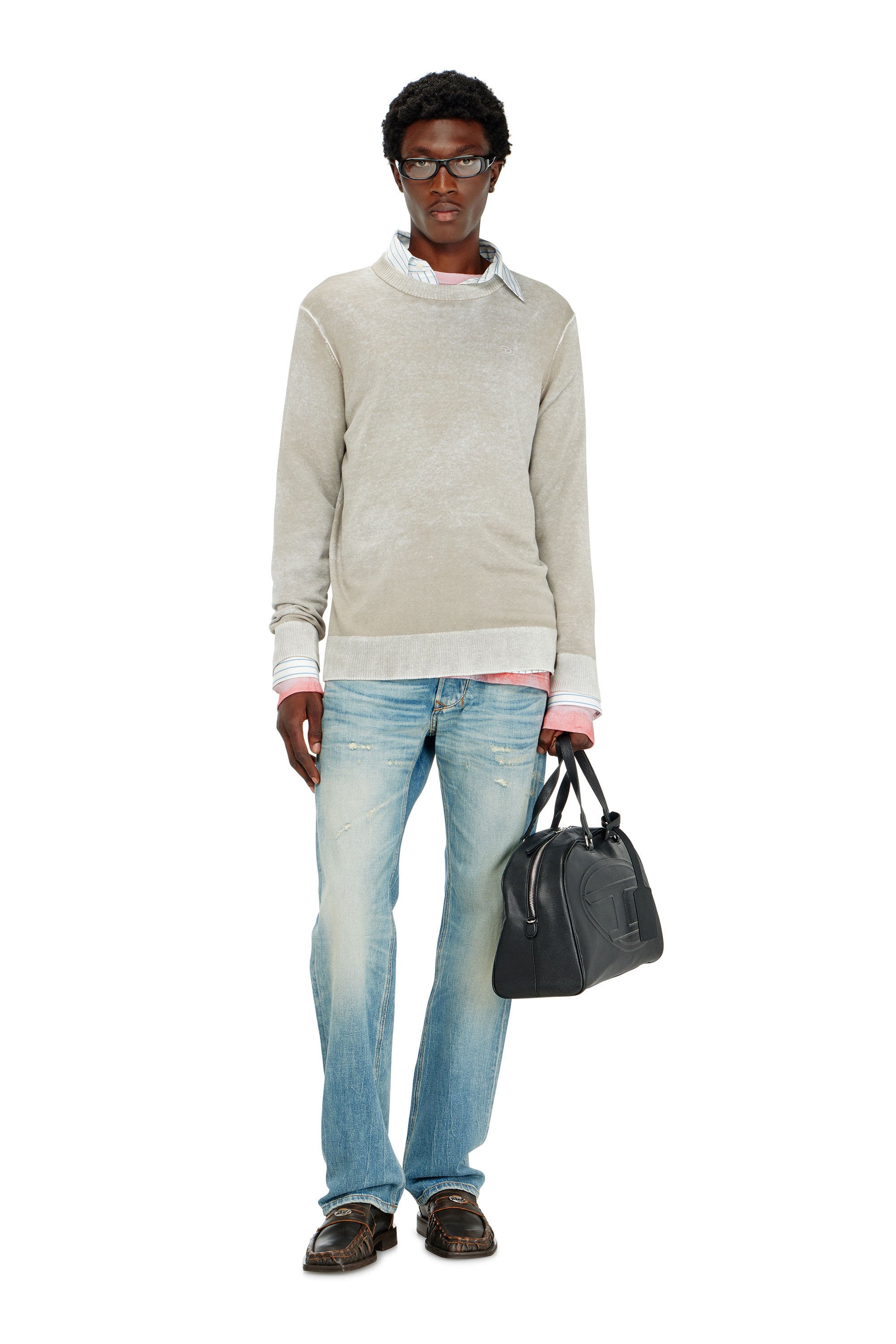 Diesel - K-LAURENT, Jersey con estampado inverso descolorido Hombre in Gris - 1