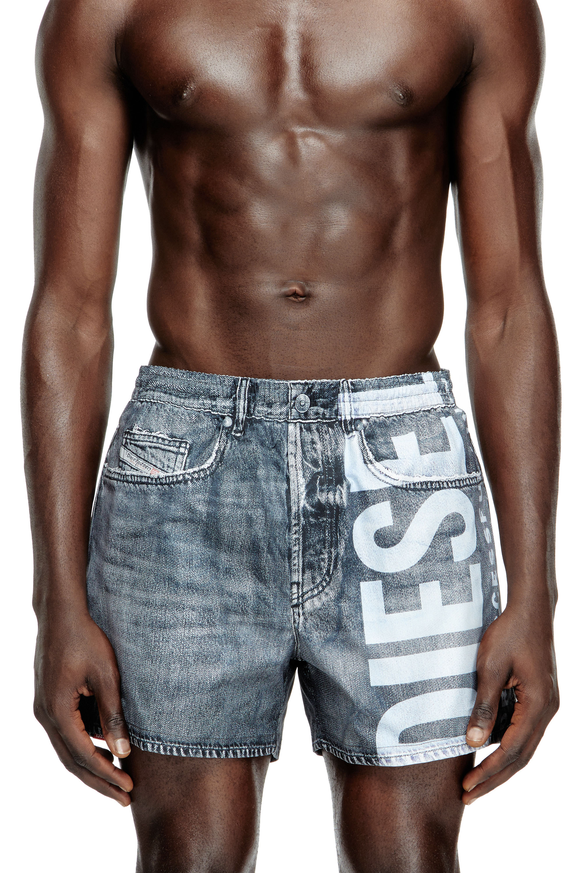 Diesel - KEN-37-DNM, Shorts de baño de longitud media de denim trampantojo Hombre in Gris - 1