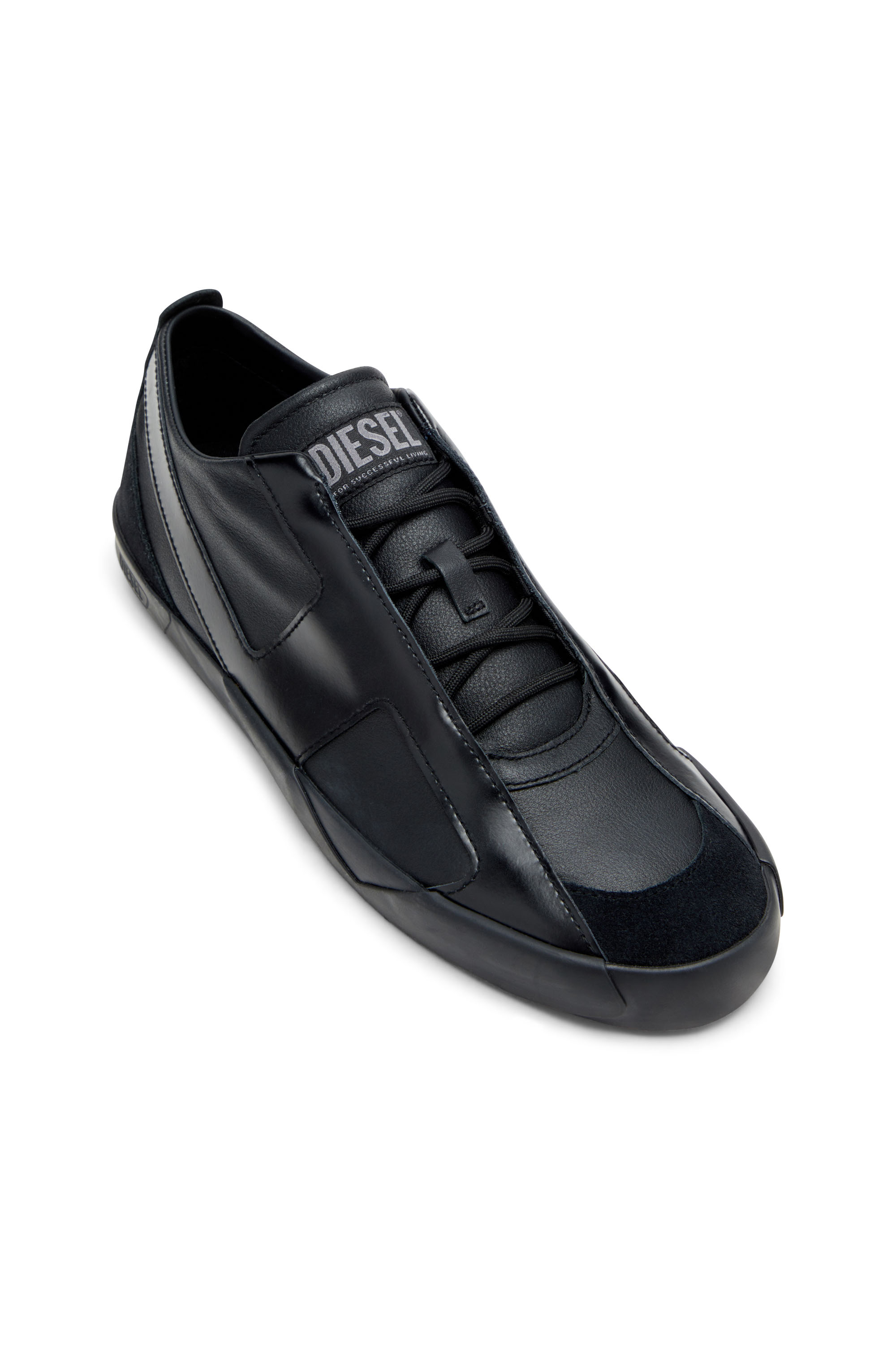Diesel - S-SLANTE-D LOW, S-Slante-D-Deportivas de ante y cuero con logotipo D Hombre in Negro - 6