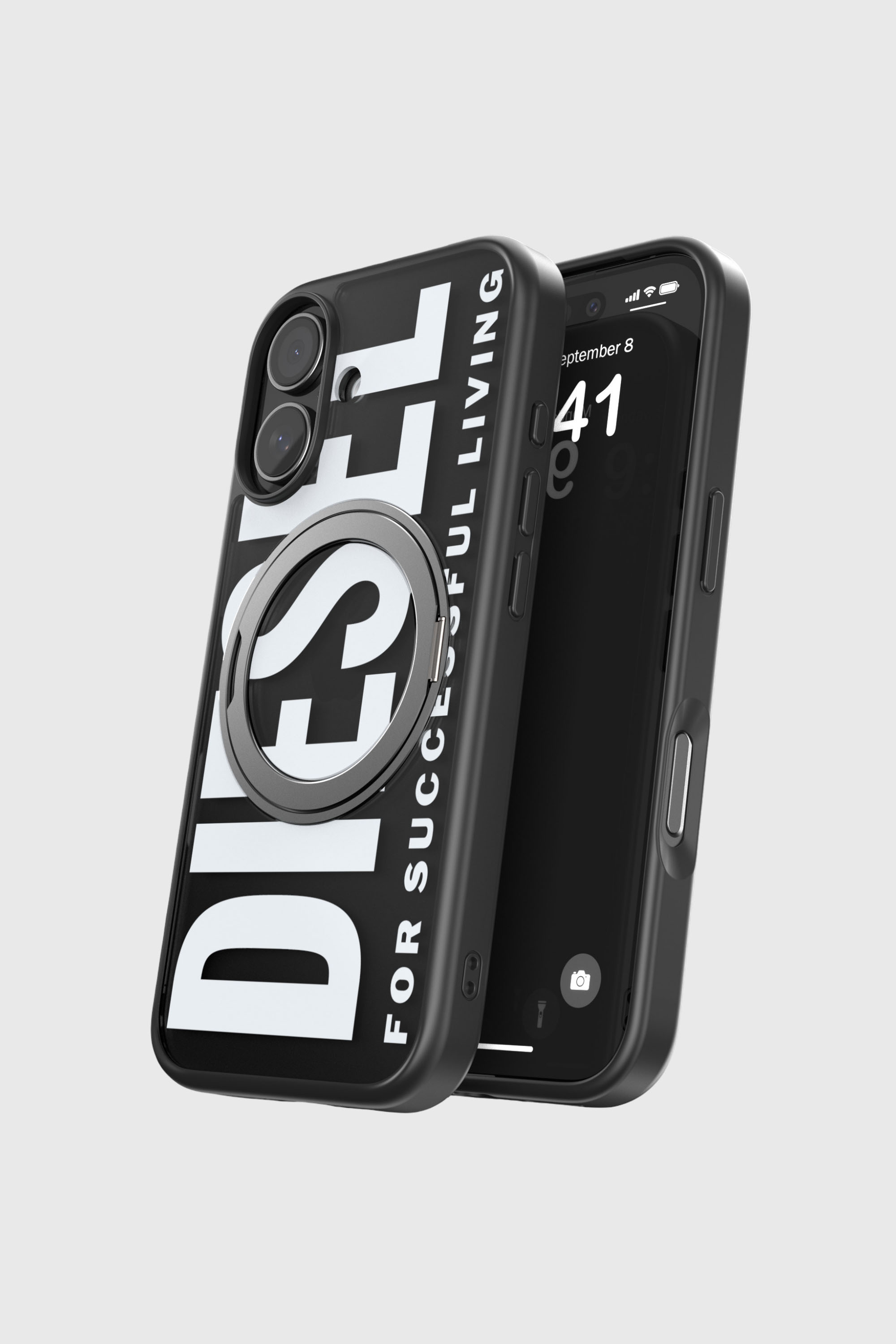 Diesel - 60403 RING STAND CASE RING STAND, Funda Ringstand-Magsafe para iPhone 17 Unisex in Negro - 3