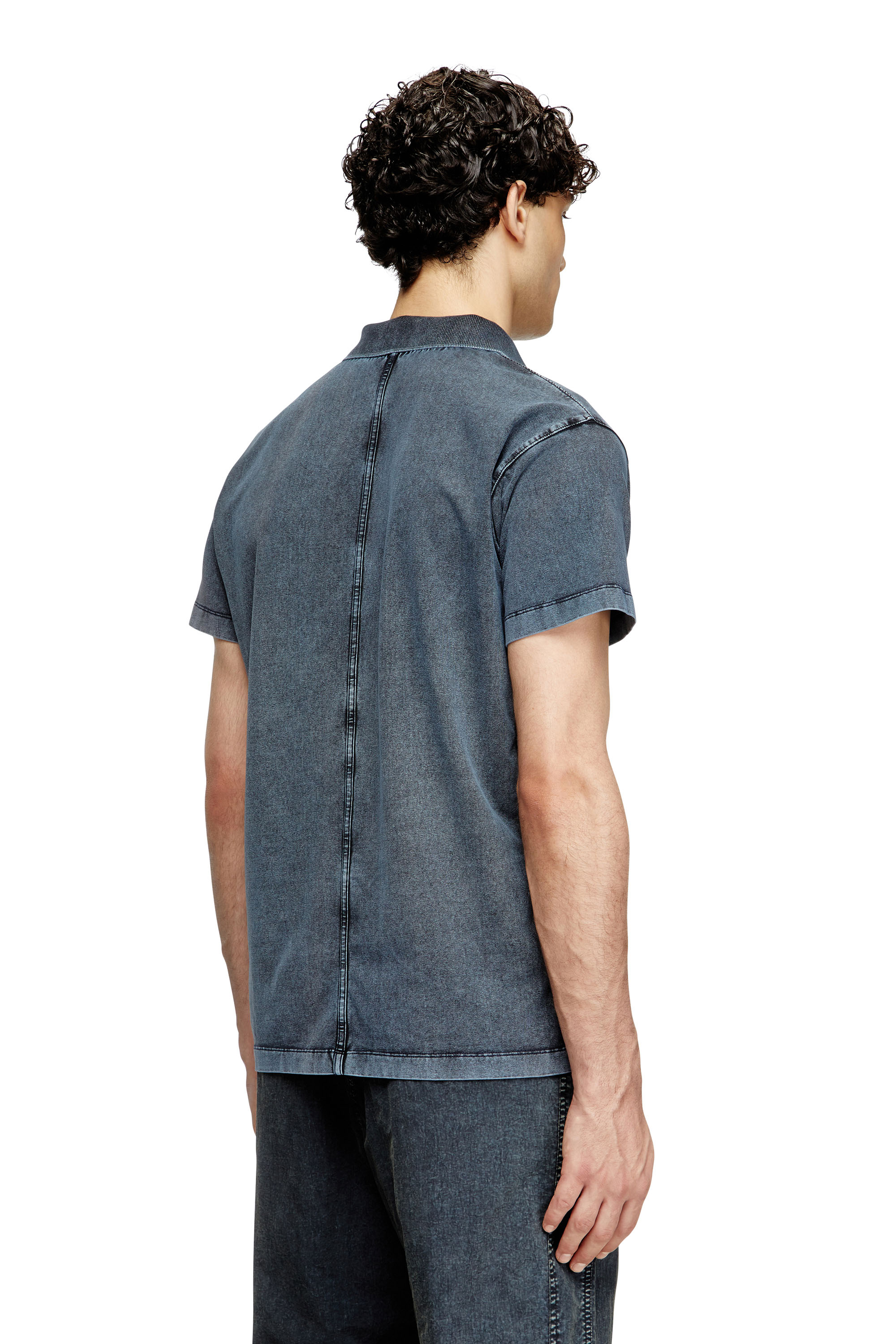 Diesel - T-NOMELY, Polo de tejido con aspecto denim Hombre in Azul marino - 4