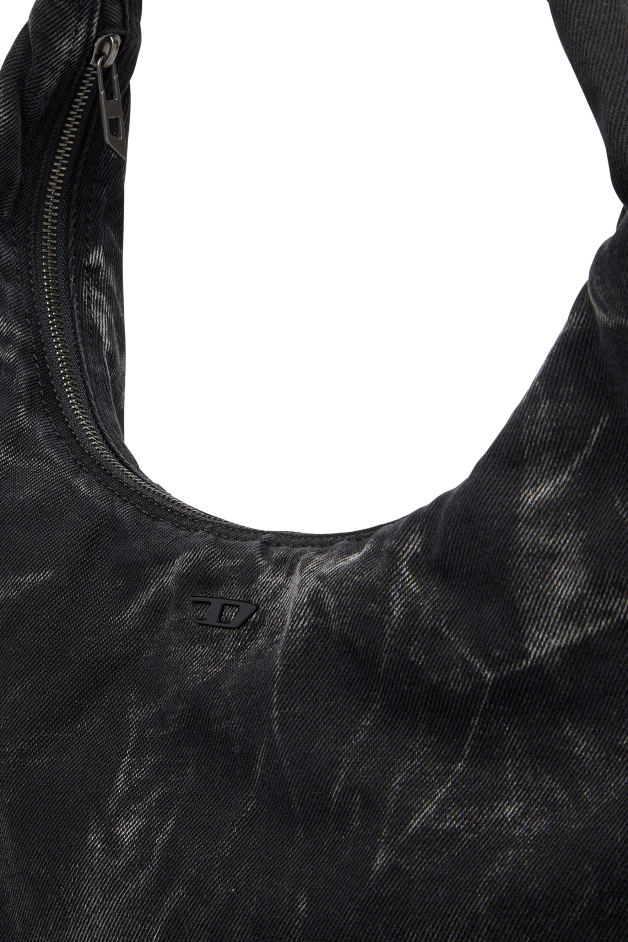 Diesel - RAVE HOBO X, Rave - Bolso hobo de mezclilla con cremallera Unisex in Negro - 5