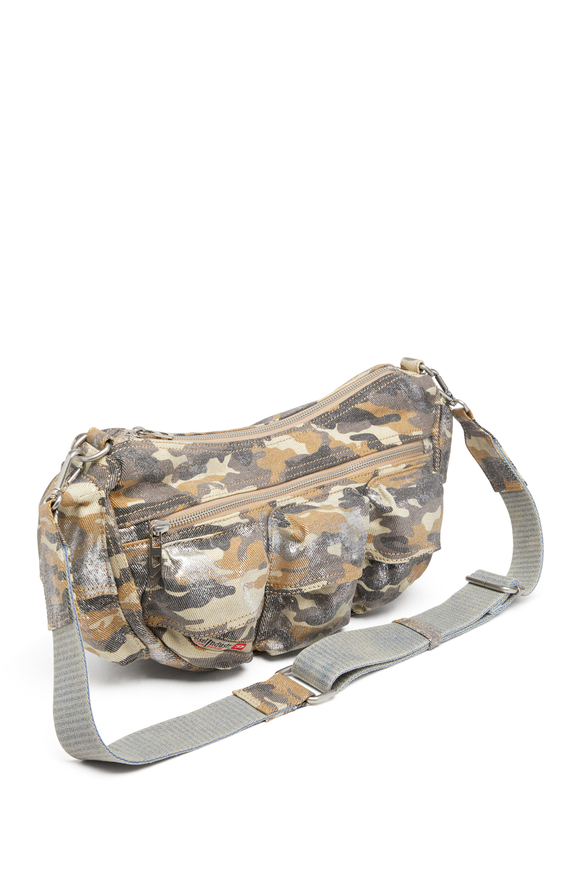 Diesel - MULTI-PKTS SHOULDER BAG X, Multi-Pkts-Bolsa con múltiples bolsillos en sarga de camuflaje metalizado Mujer in Multicolor - 5