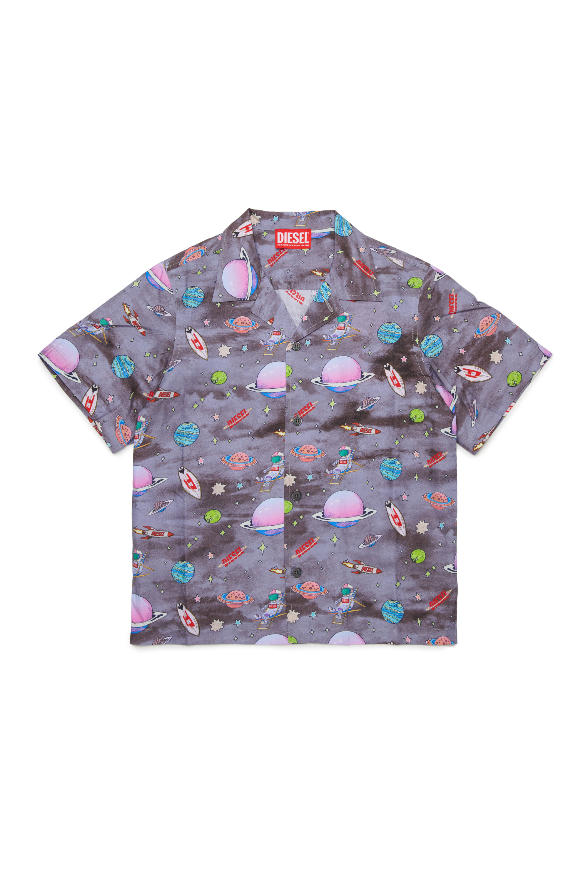 Diesel - MCSPACE, Camisa de bolos de algod&oacute;n con estampado espacial integral Hombre in Multicolor - 1
