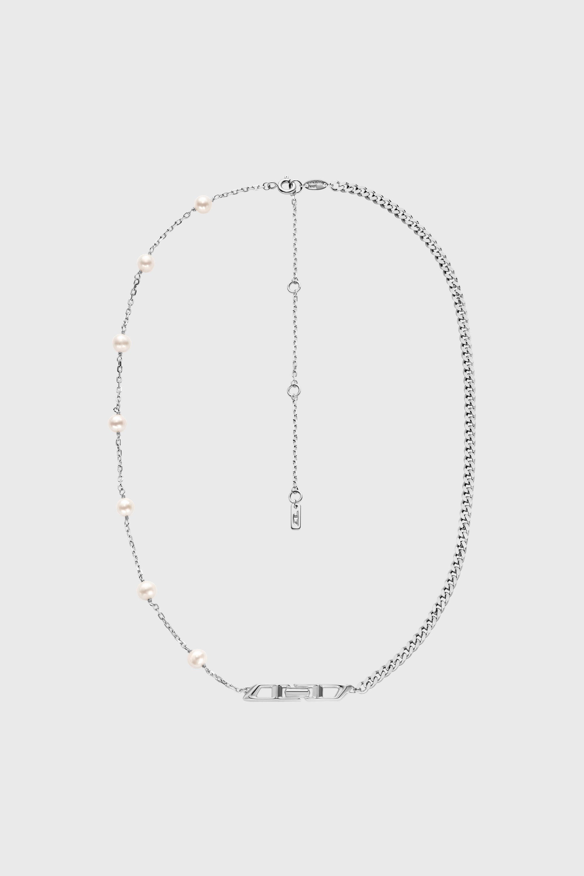 Diesel - DL1373040, Collar de cadena de plata de ley con perlas Unisex in Plateado - 1