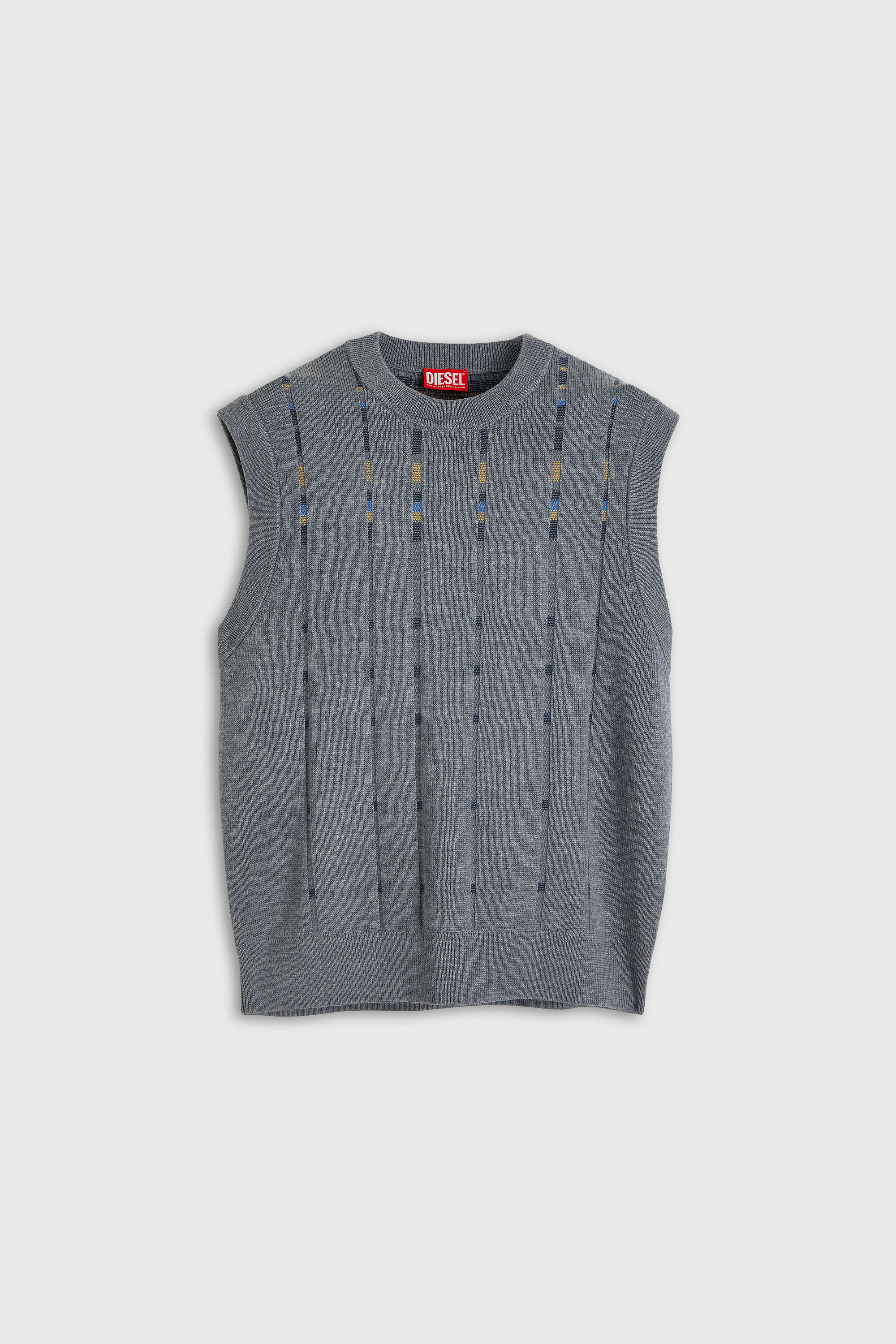 Diesel - K-ROERI, Chaleco de lana con efecto de cuadros Hombre in Gris - 2