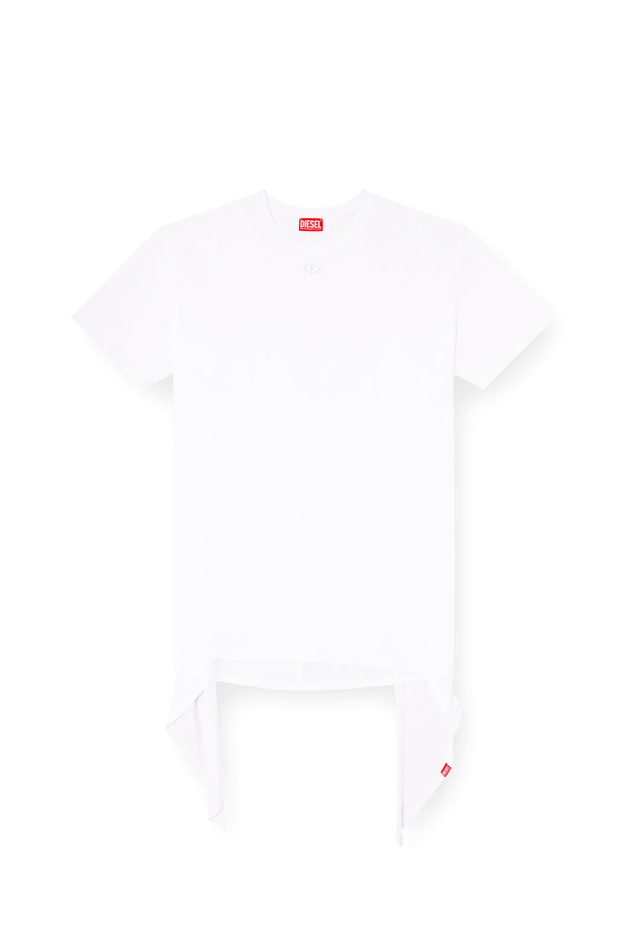 Diesel - D-EIVOR, Woman's T-shirt dress with tie front in White - 3
