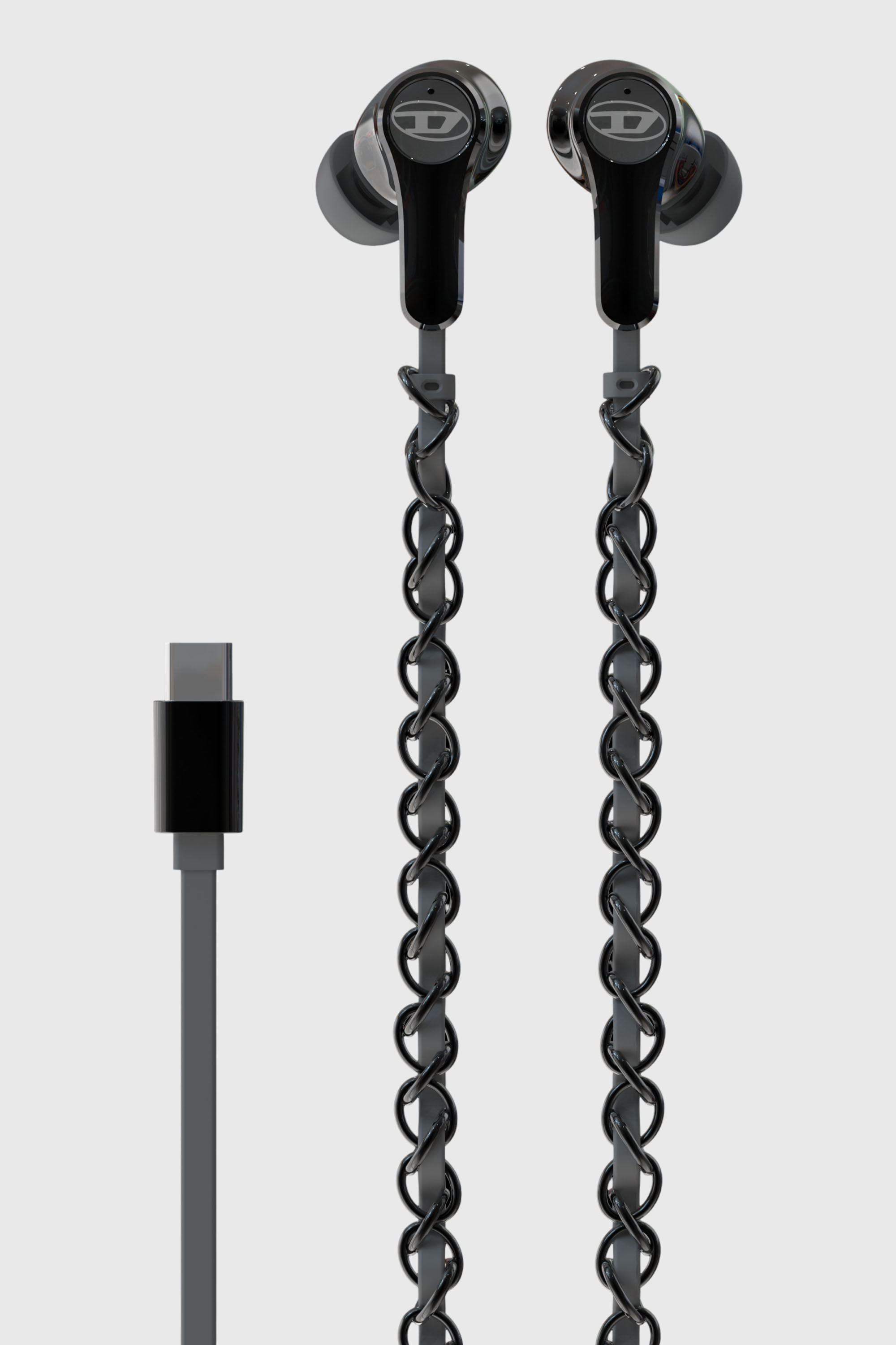 Diesel - 60686 WIRED EARBUDS WIRED EARBUDS, Unisex's Black wired earbuds and charms in Black - 2