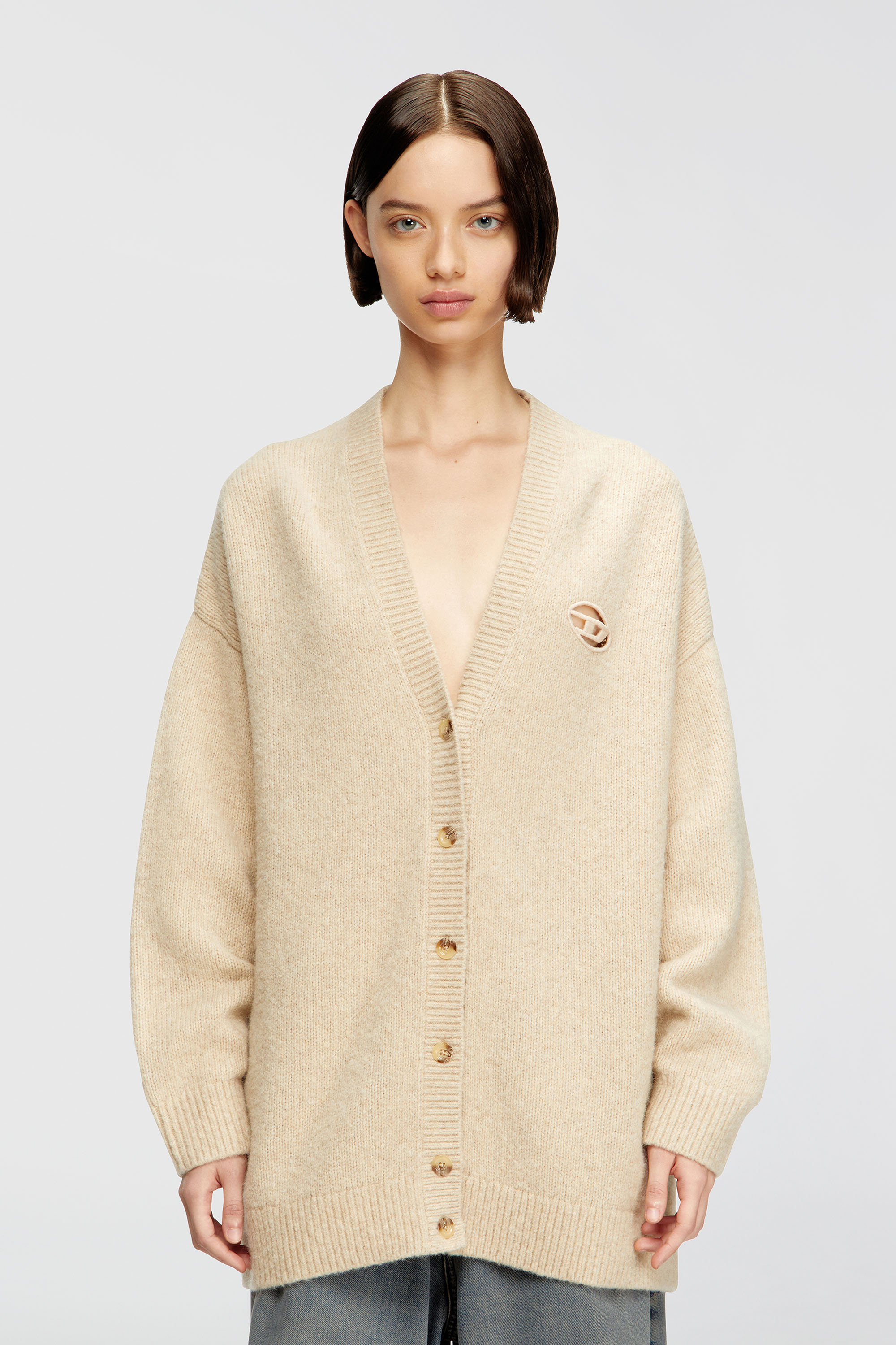 Diesel - M-AREELA, C&aacute;rdigan de mezcla de lana y alpaca Mujer in Beige - 3