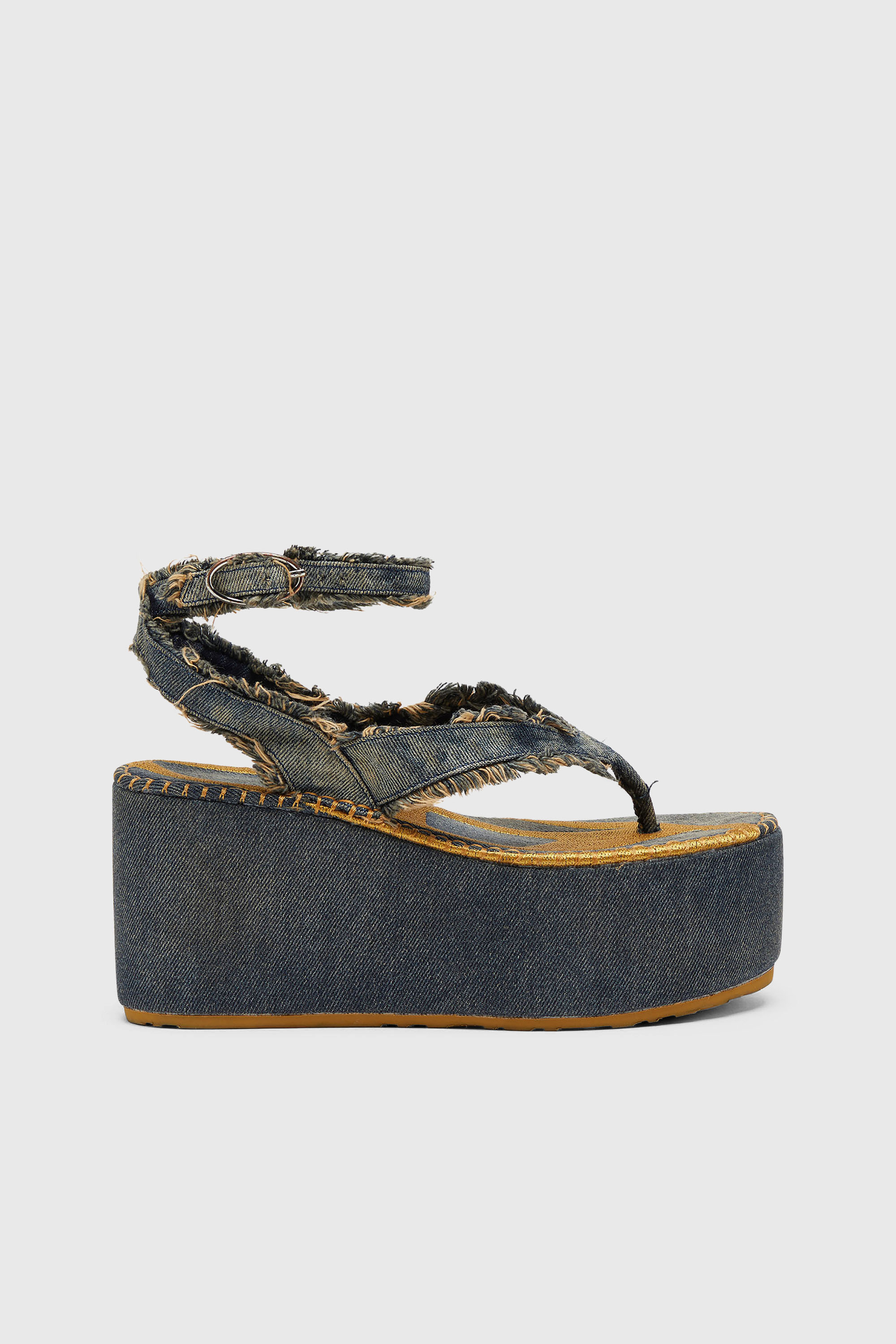 Diesel - SA-NIKOLA SANDAL, Sa-Nikola - Sandalias de mezclilla con detalles deshilachados Mujer in Azul marino - 1