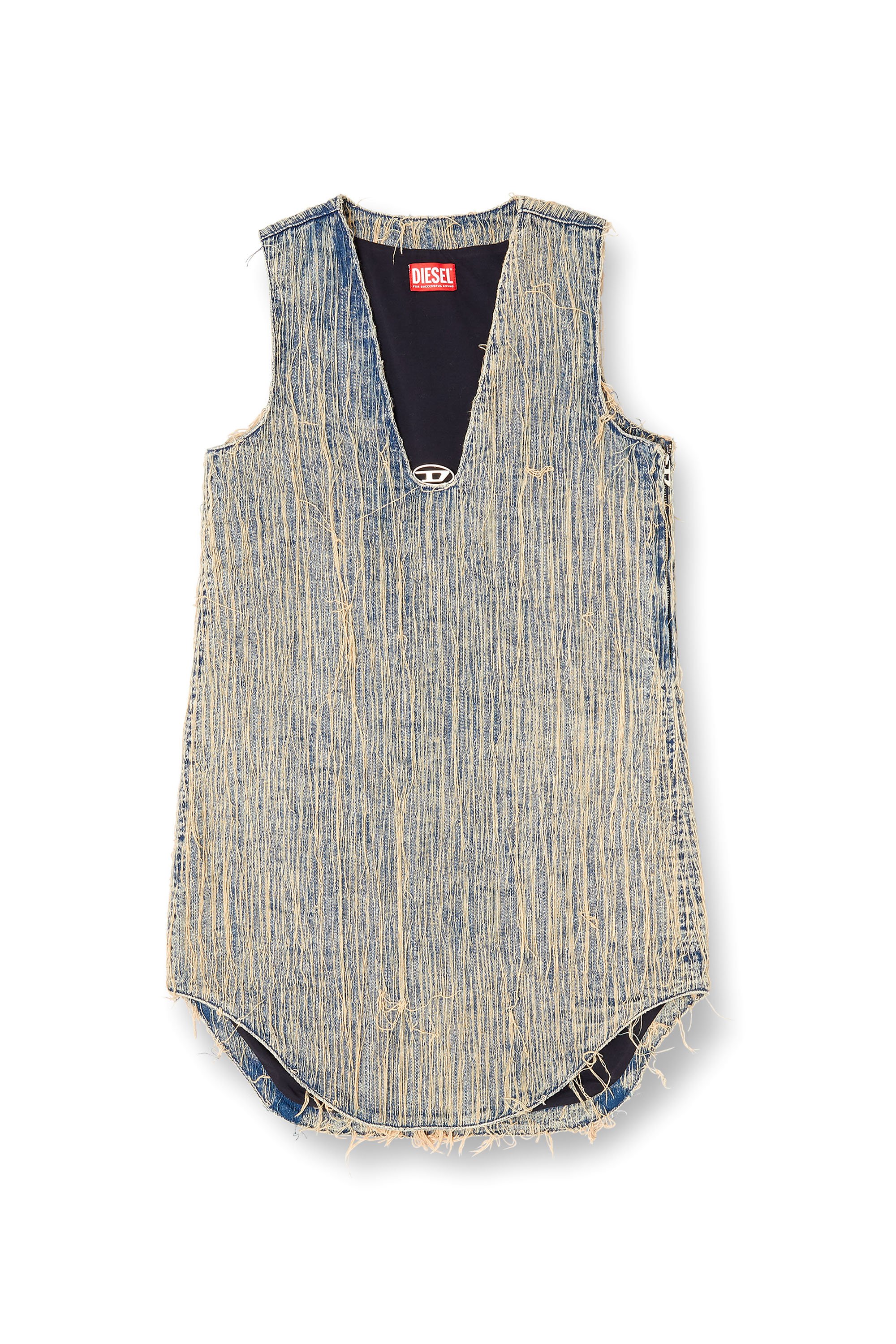 Diesel - DE-LARIS-DRESS-S2, Vestido de denim con efecto desgastado Mujer in Azul marino - 3