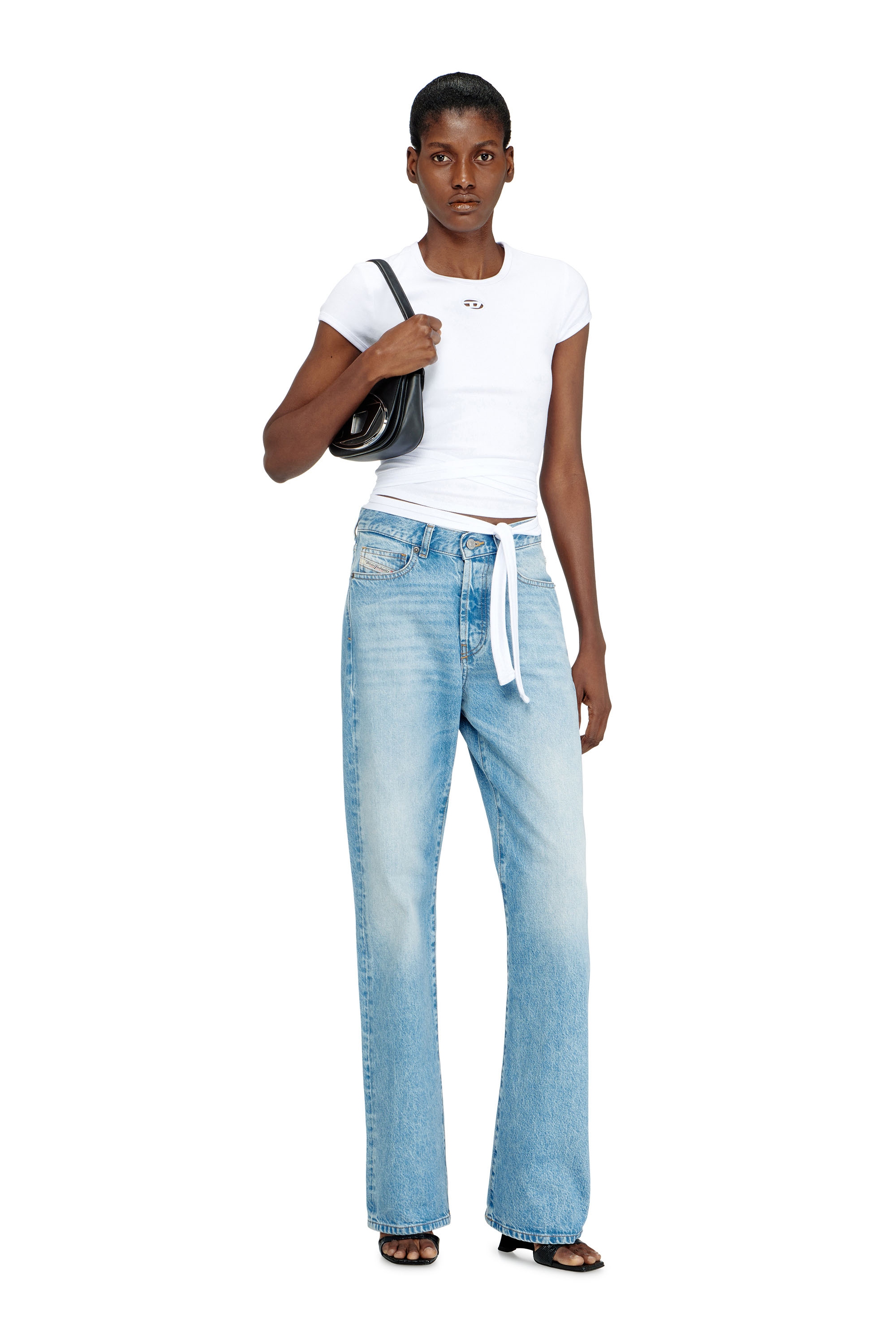 Diesel - 1DR, 1DR-Bolso ic&oacute;nico de hombro de cuero napa Mujer in Negro - 2