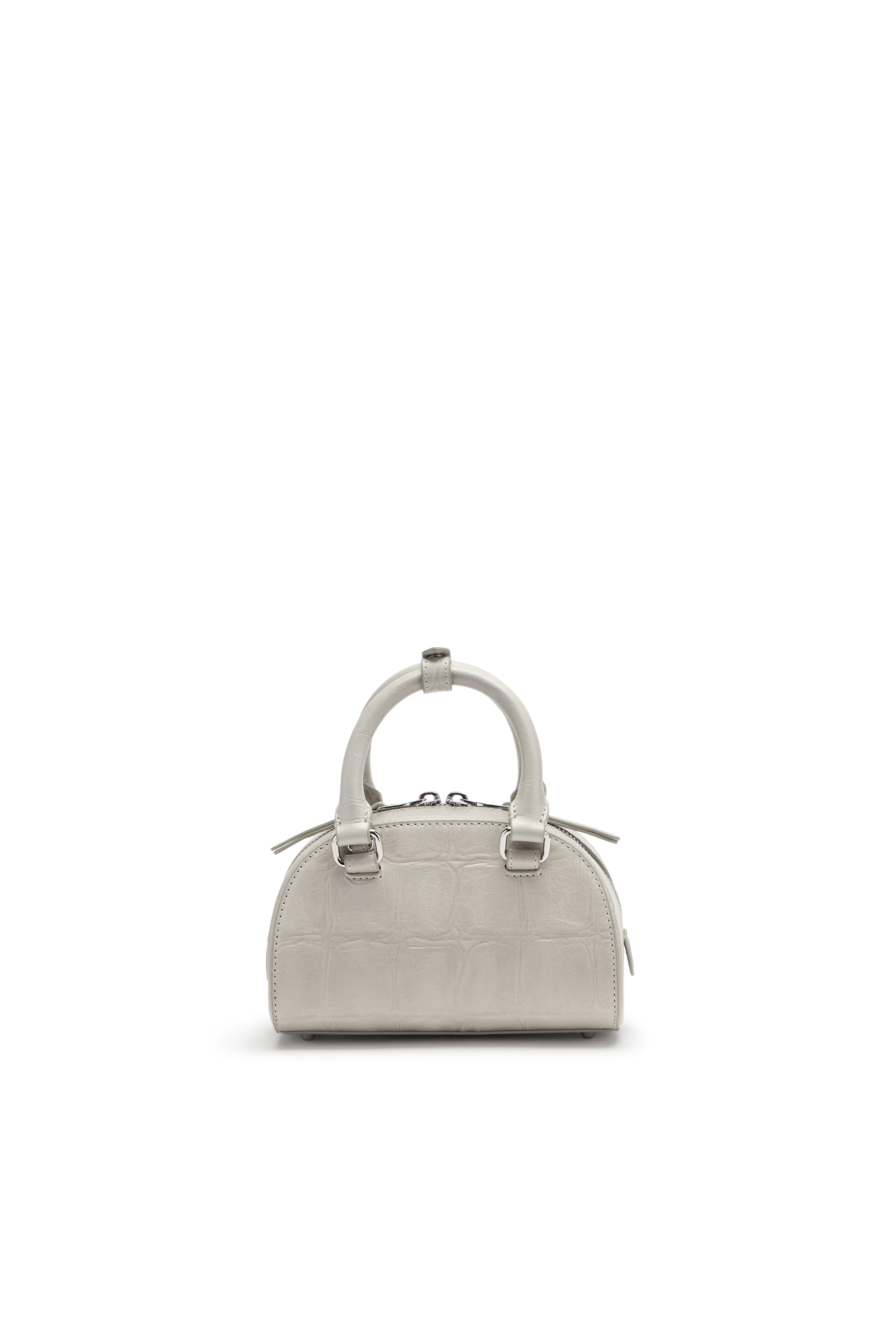 Diesel - 1DR DOME CROSSBODY, Bolso bowling Dome-Mini 1DR en piel efecto cocodrilo Mujer in Gris - 2