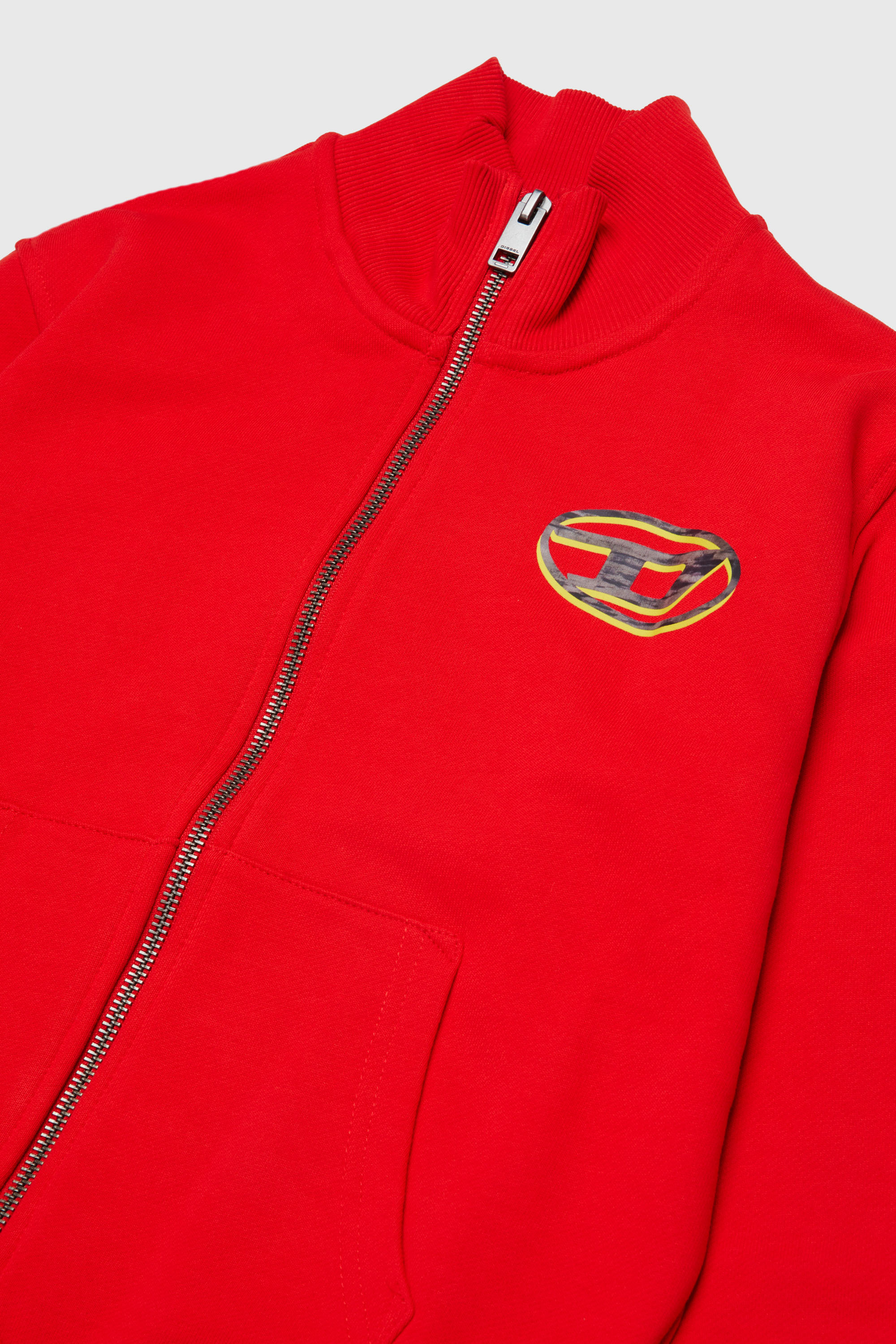Diesel - SVELLYZIP OVER, Sudadera con cremallera y estampado Oval D bicolor Hombre in Rojo - 3