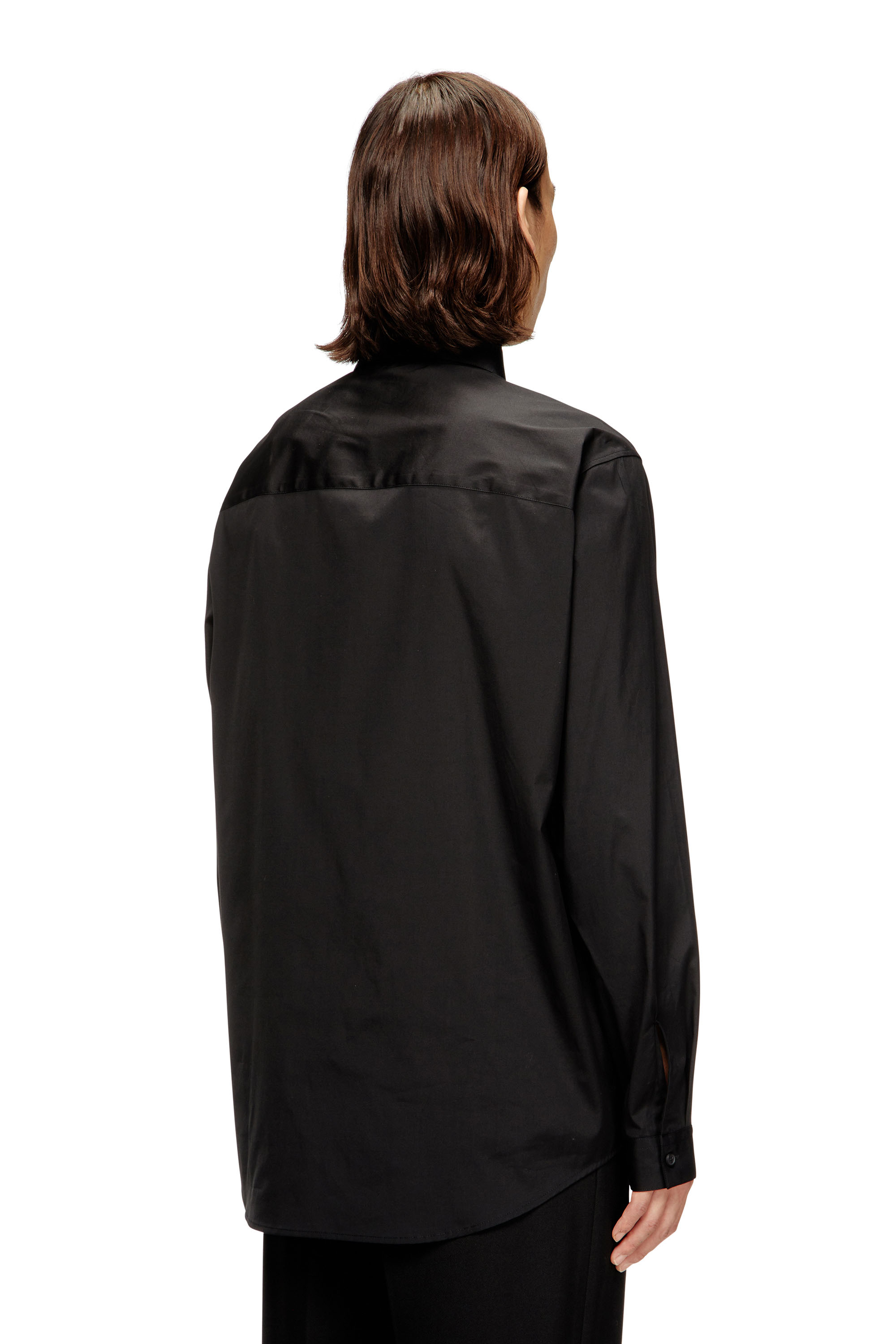 Diesel - S-SIMPLY-GSBH, Camisa de popelina el&aacute;stica con bordado Hombre in Negro - 4