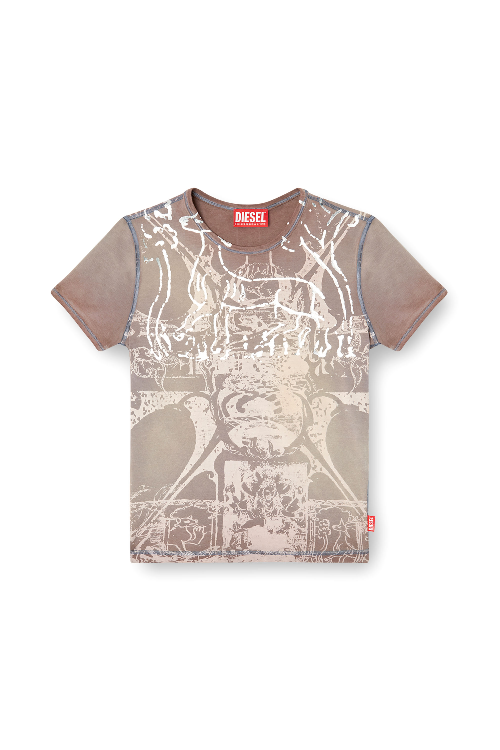 Diesel - T-UNCUTIES-LONG-R6, Camiseta con estampado de lámina Mujer in ToBeDefined - 3